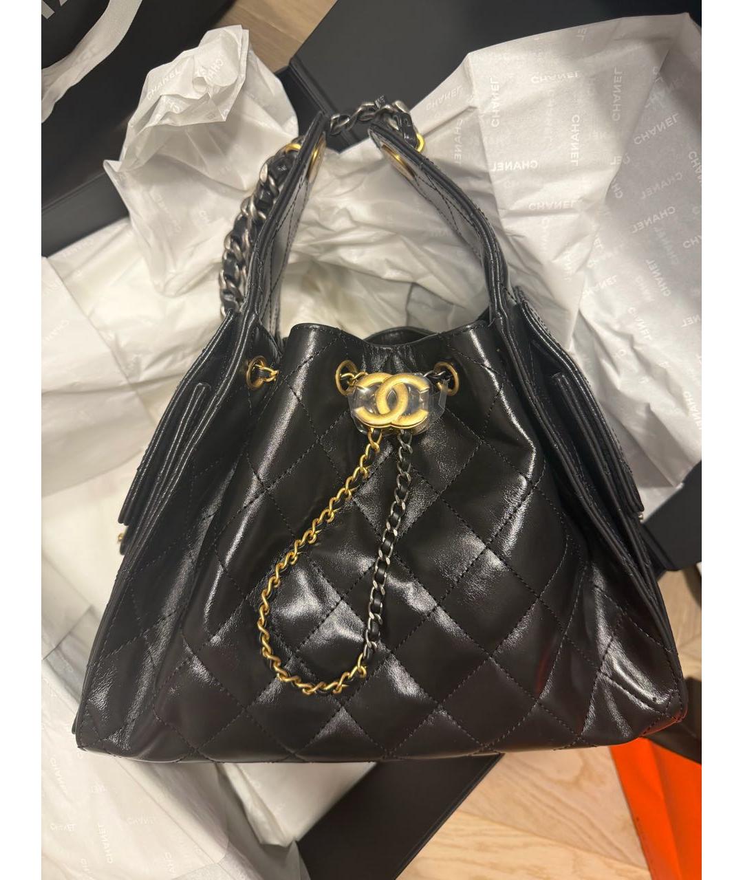 CHANEL Черная кожаная сумка через плечо, фото 4