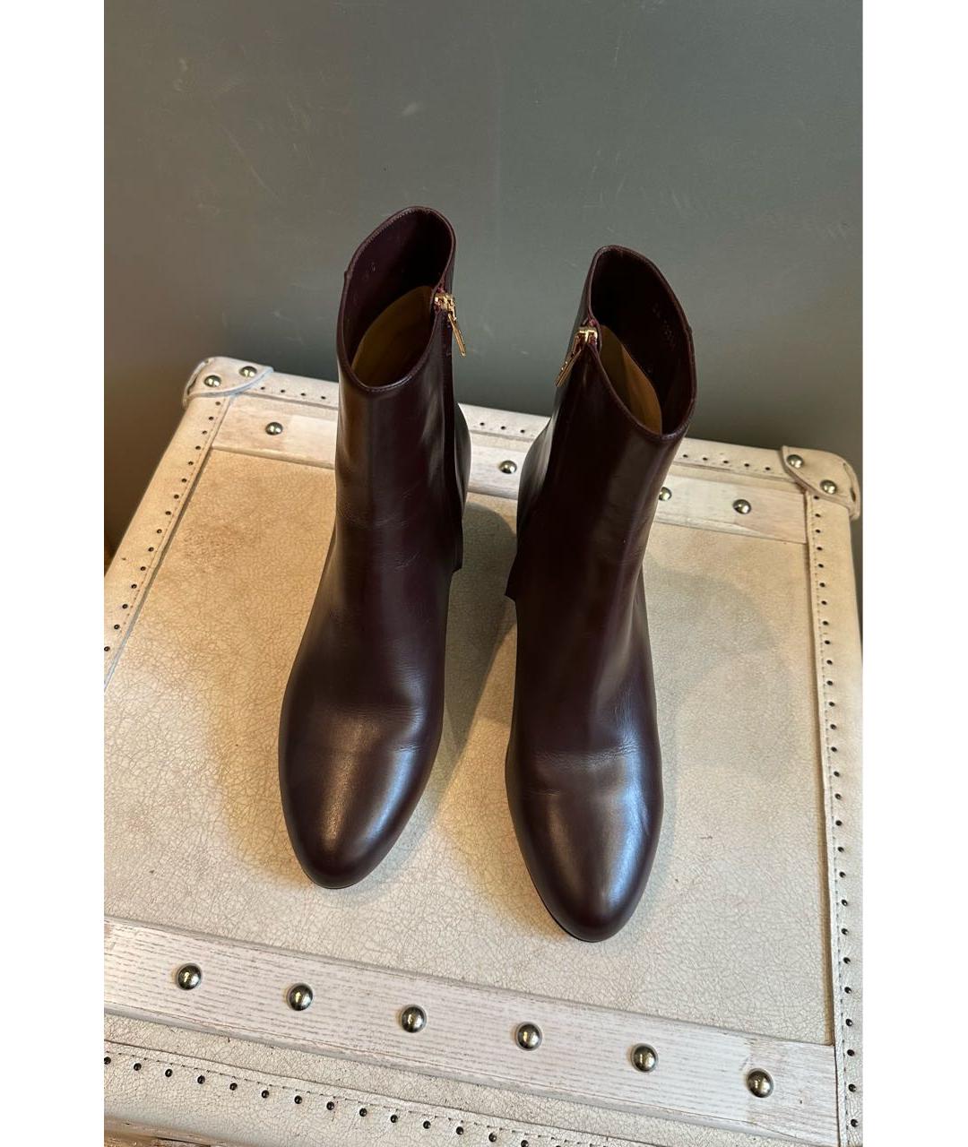 FERRAGAMO Бордовые кожаные полусапоги, фото 6