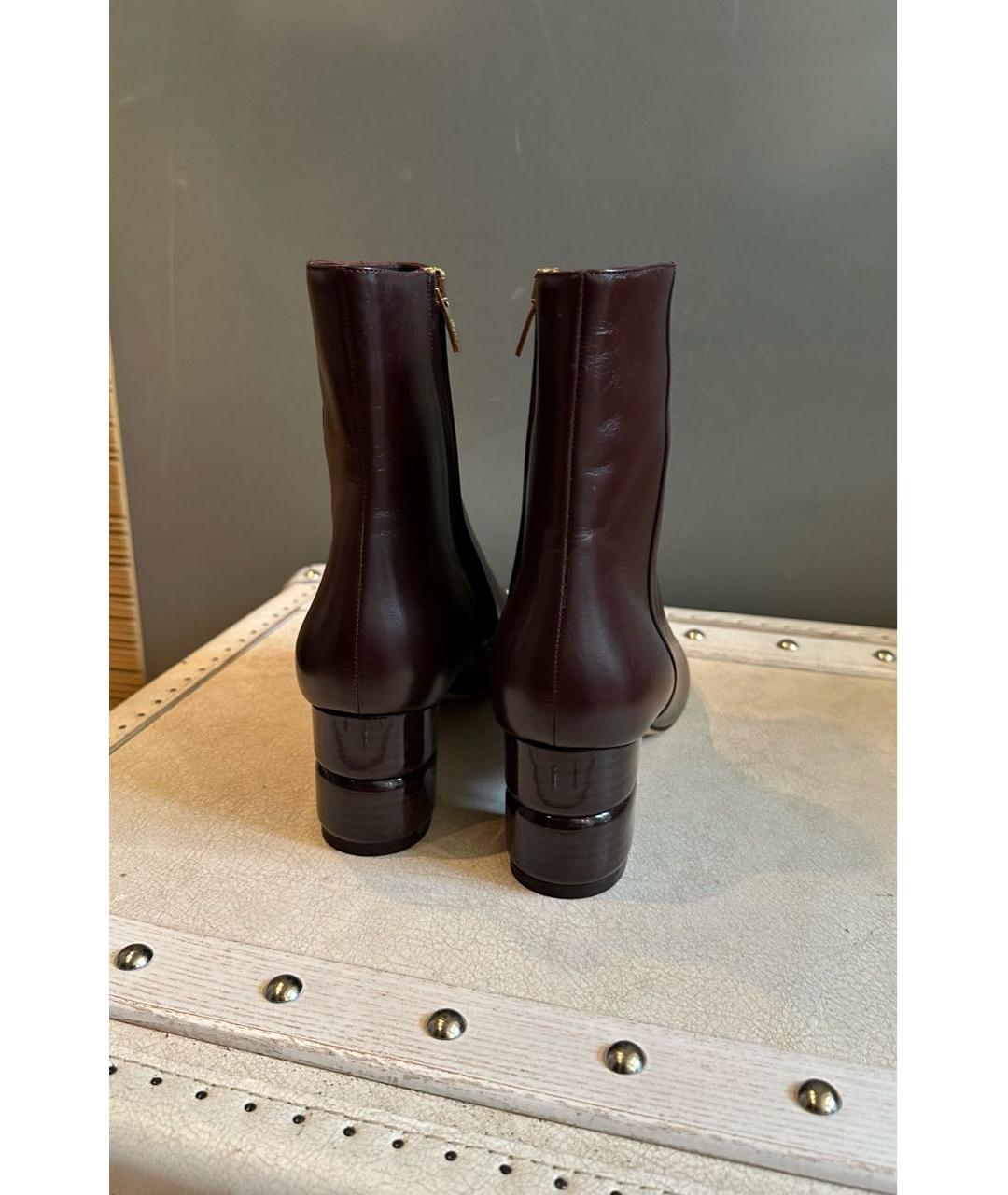 FERRAGAMO Бордовые кожаные полусапоги, фото 3