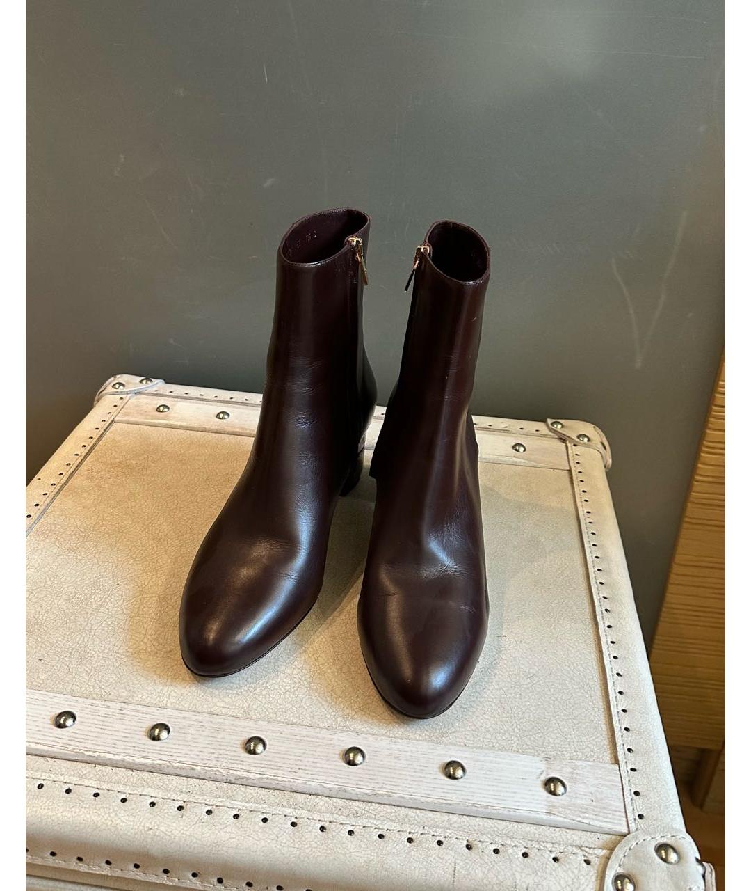 FERRAGAMO Бордовые кожаные полусапоги, фото 2