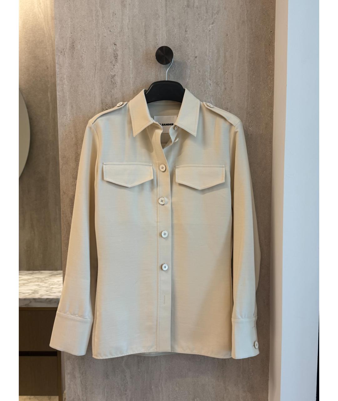 JIL SANDER Бежевая шерстяная рубашка, фото 3