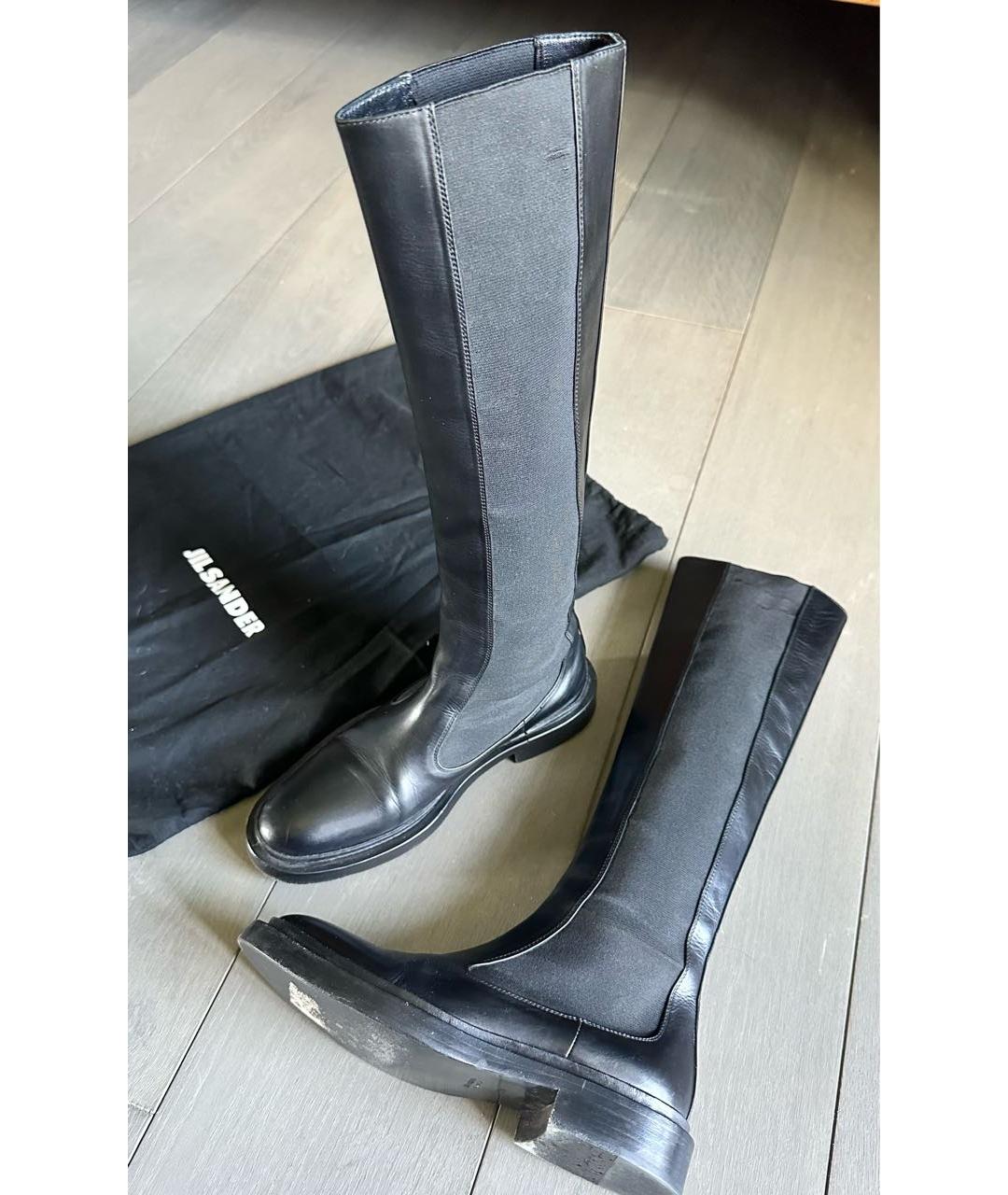 JIL SANDER Черные кожаные сапоги, фото 5