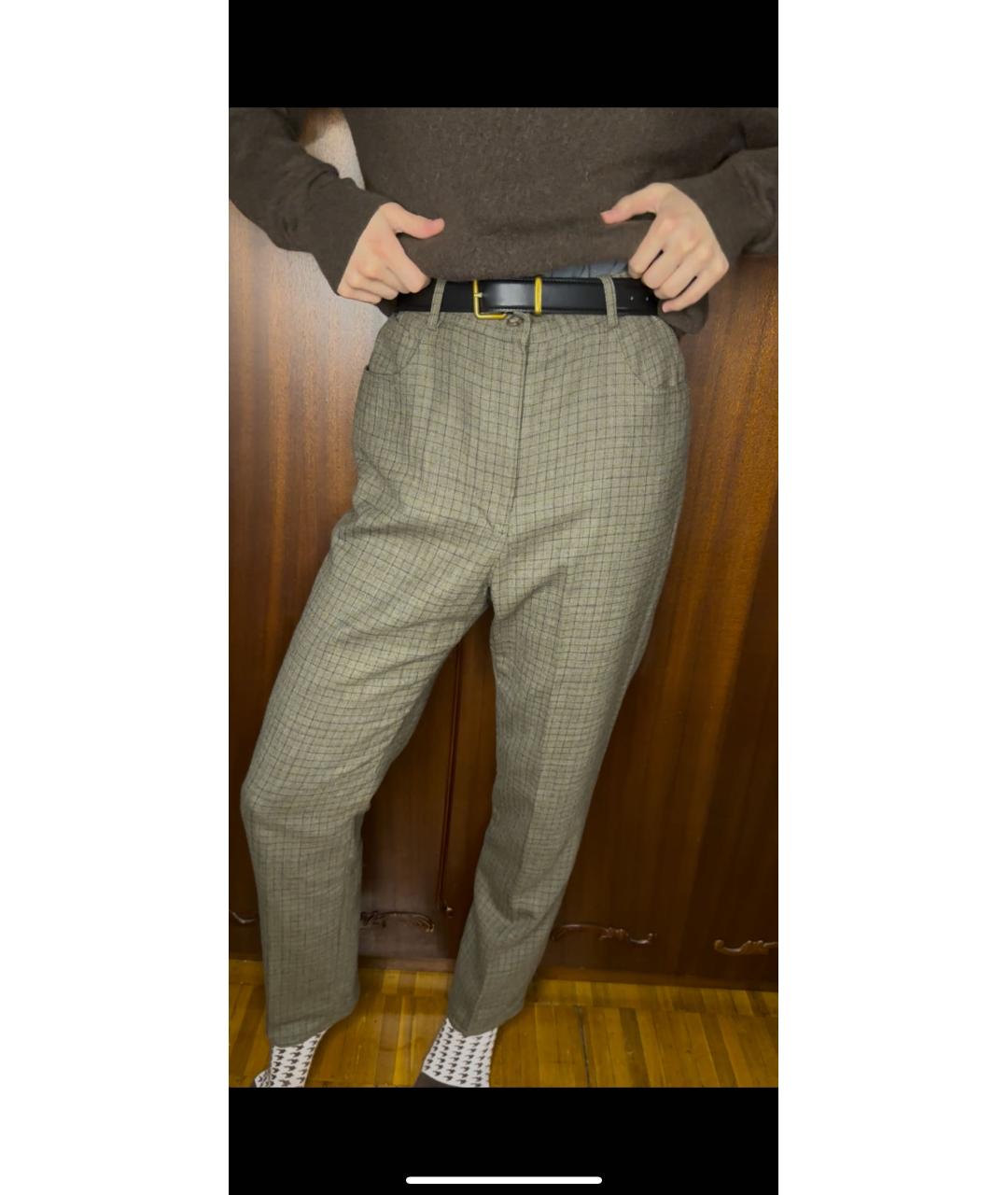 RALPH LAUREN Коричневые шерстяные прямые брюки, фото 6