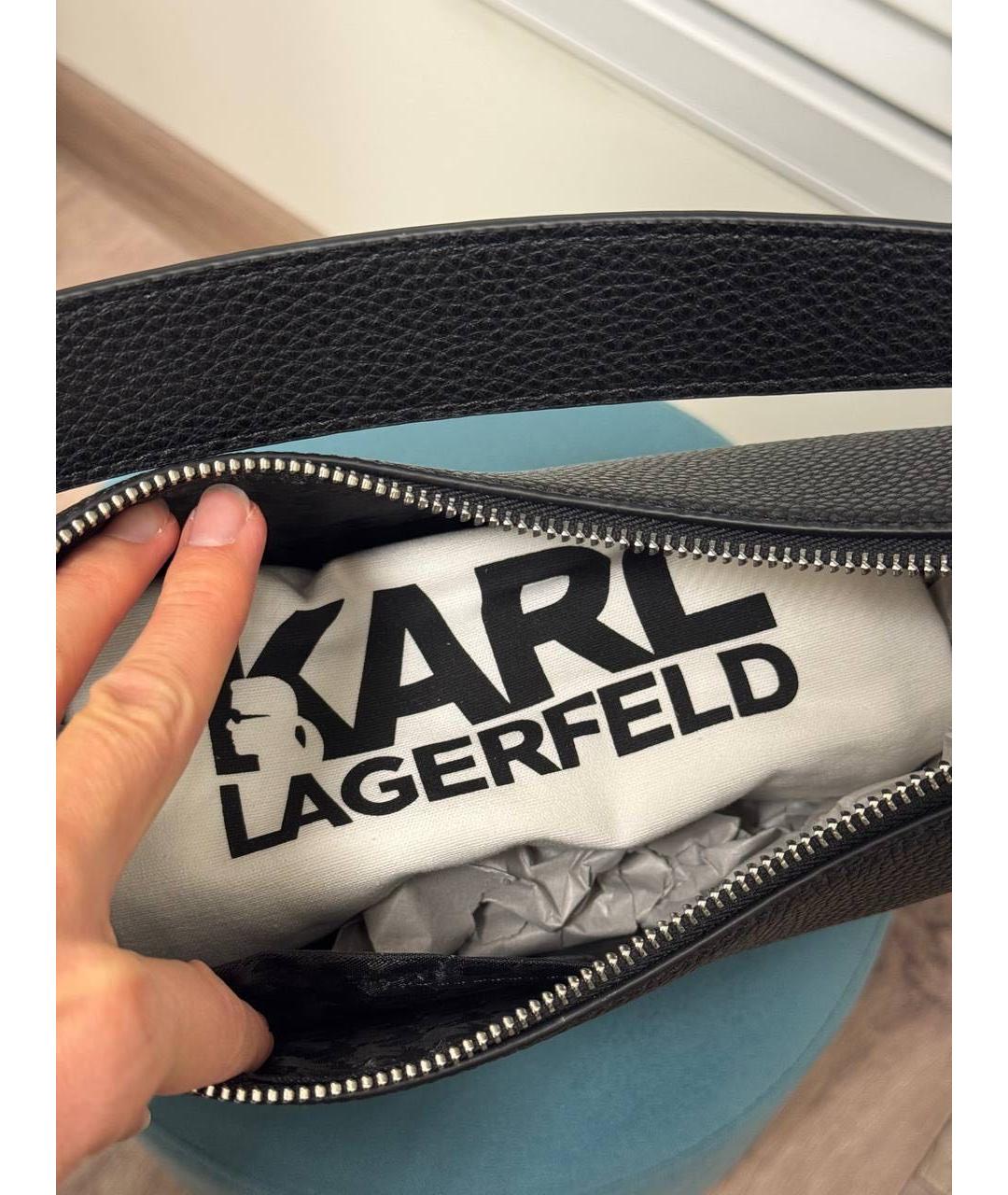 KARL LAGERFELD Черная кожаная сумка через плечо, фото 6