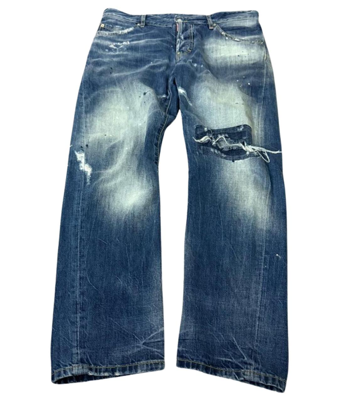 DSQUARED2 Синие хлопко-эластановые прямые джинсы, фото 1