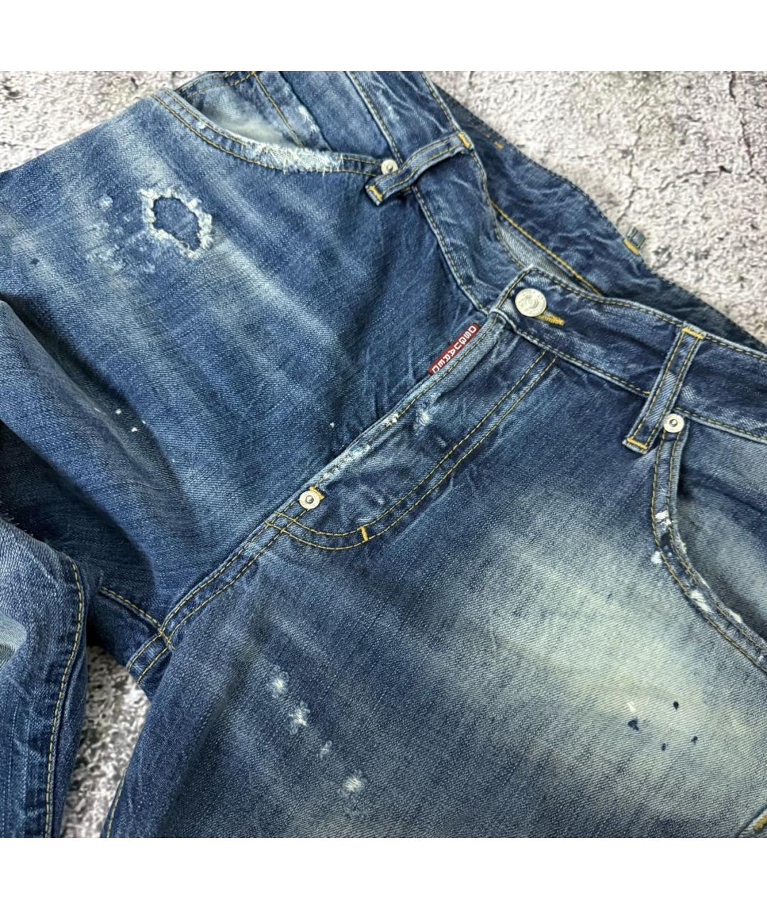DSQUARED2 Синие хлопко-эластановые прямые джинсы, фото 3