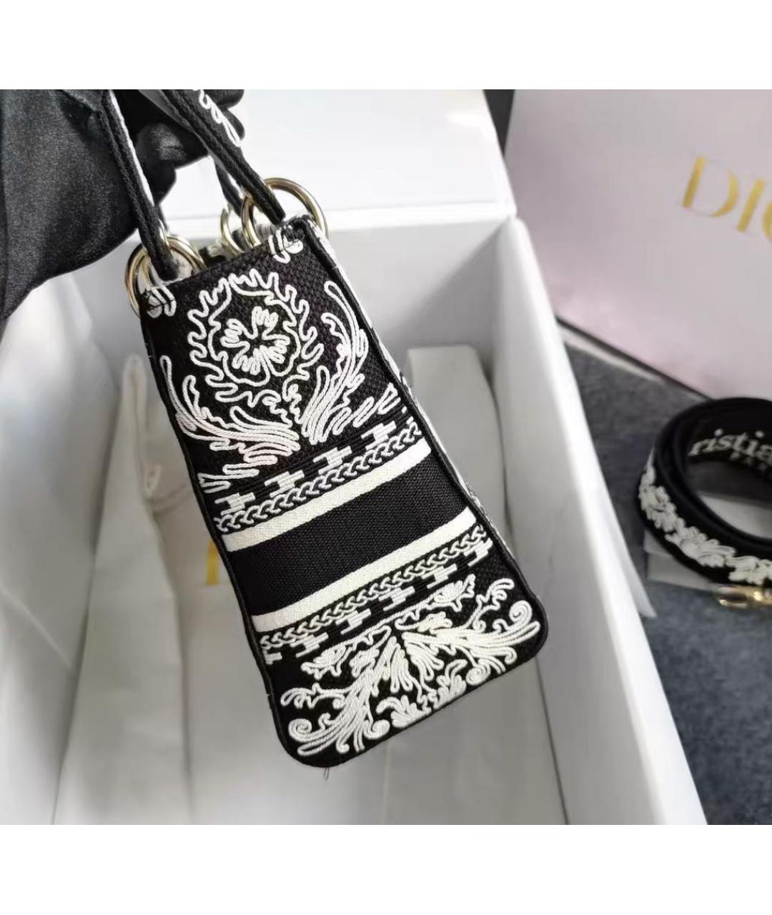 CHRISTIAN DIOR Черная жаккардовая сумка тоут, фото 6