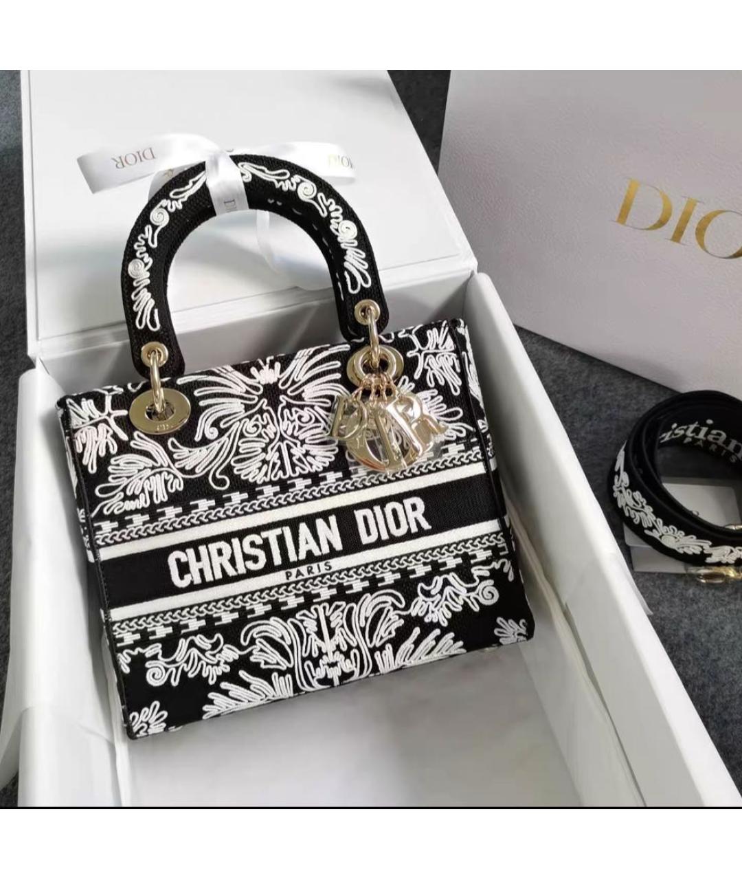 CHRISTIAN DIOR Черная жаккардовая сумка тоут, фото 2