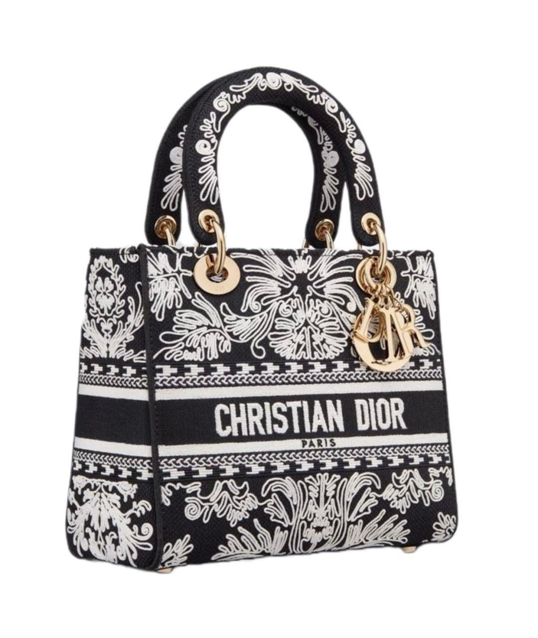 CHRISTIAN DIOR Черная жаккардовая сумка тоут, фото 1