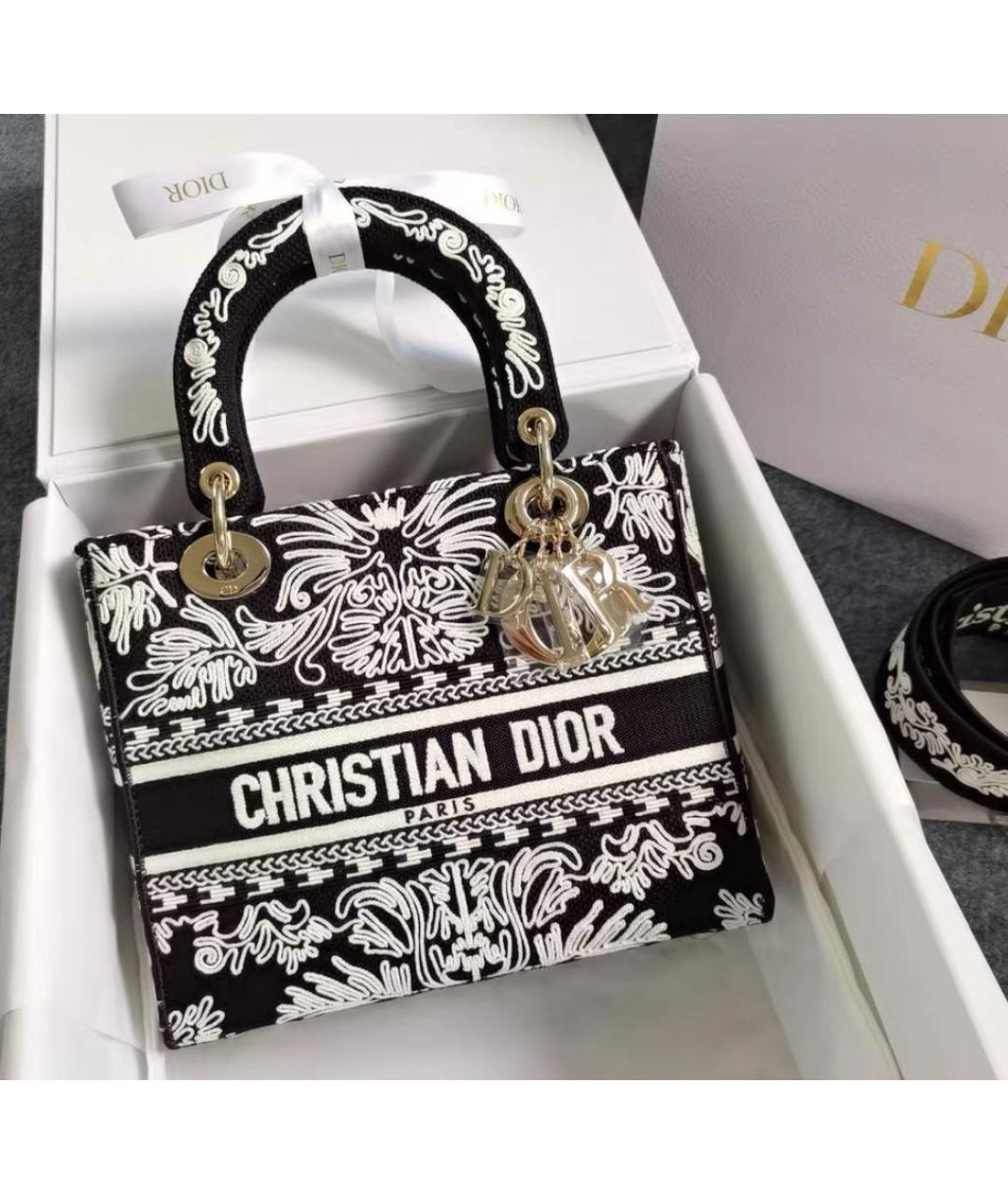 CHRISTIAN DIOR Черная жаккардовая сумка тоут, фото 3