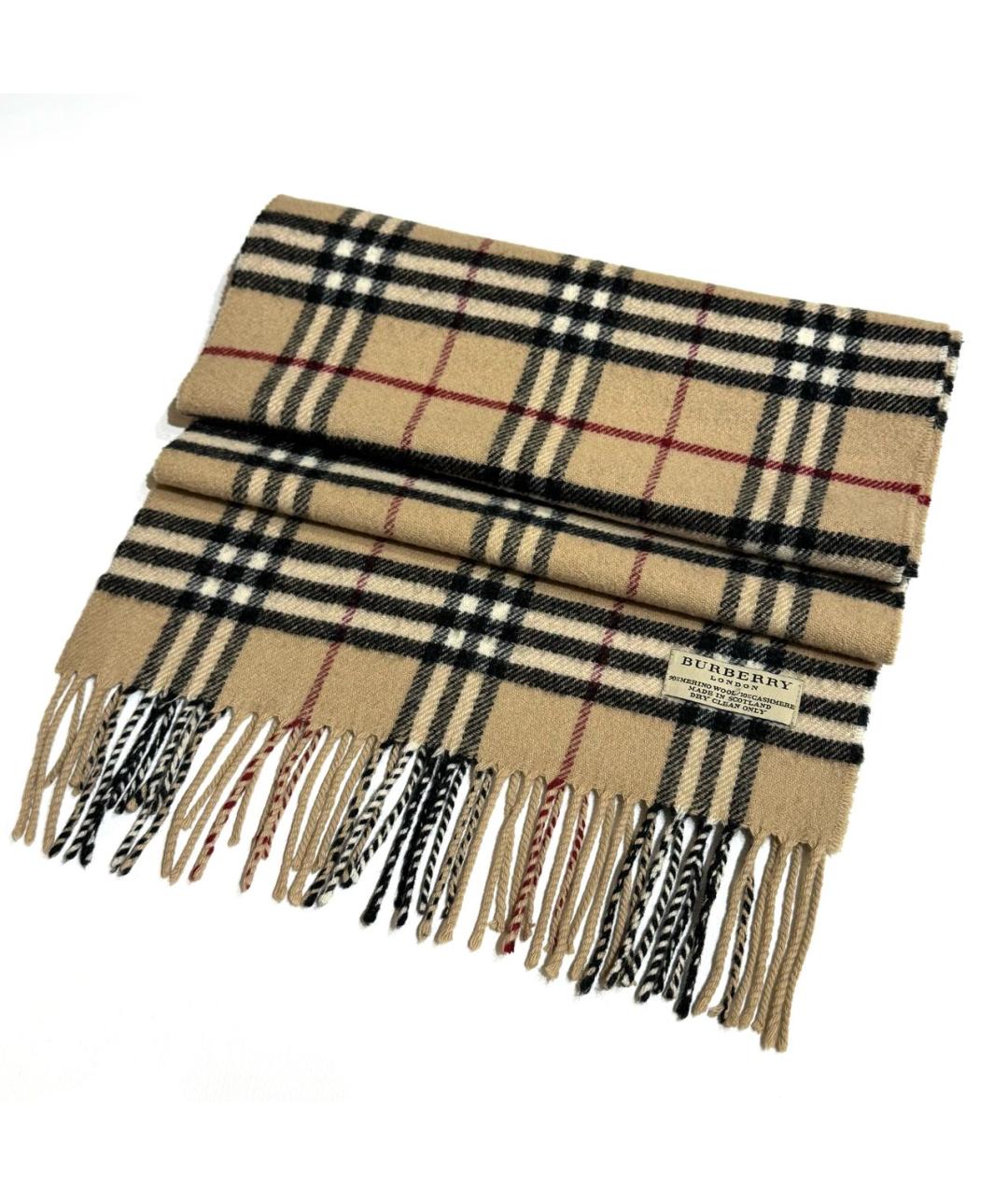 BURBERRY Бежевый шерстяной шарф, фото 5