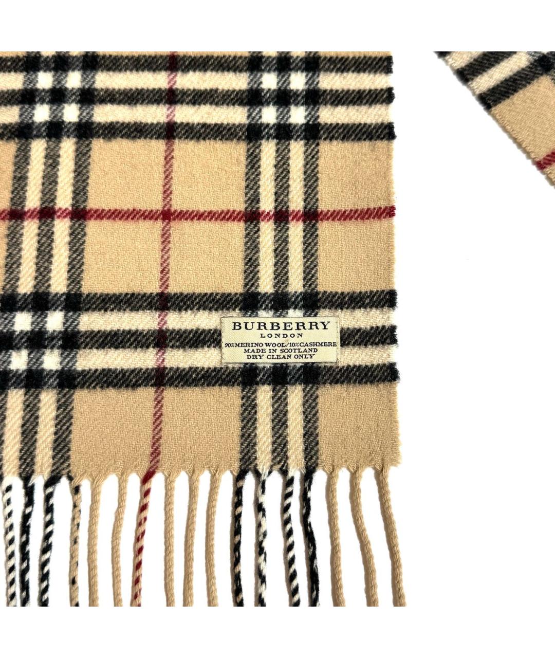 BURBERRY Бежевый шерстяной шарф, фото 2