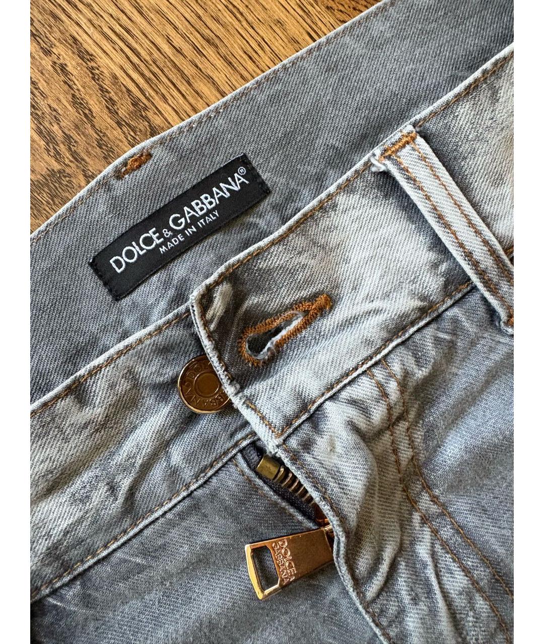 DOLCE&GABBANA Серые хлопковые прямые джинсы, фото 3