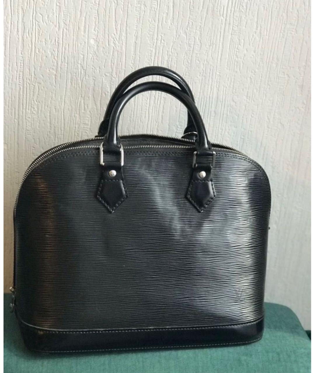LOUIS VUITTON Черная кожаная сумка с короткими ручками, фото 2