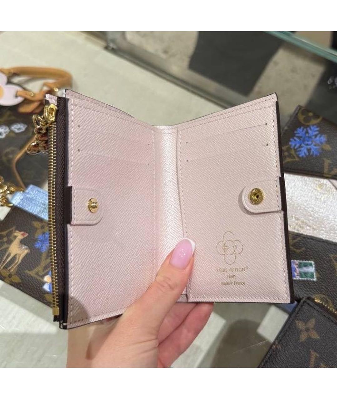LOUIS VUITTON Коричневый кожаный кошелек, фото 3