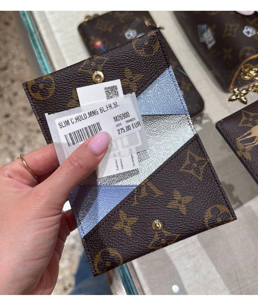 LOUIS VUITTON Коричневый кожаный кардхолдер, фото 2