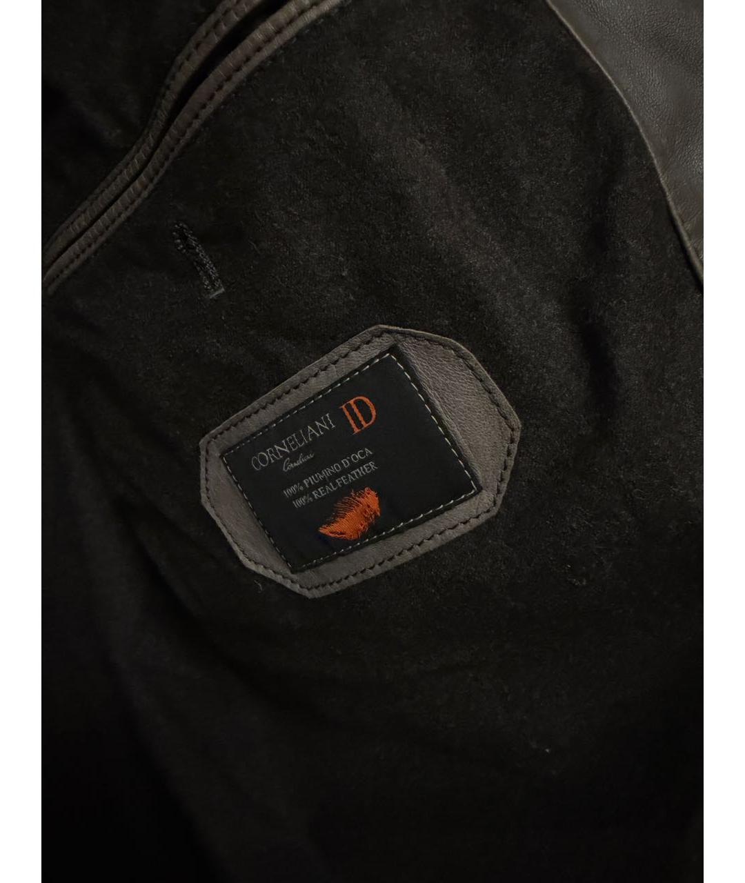 CORNELIANI Антрацитовый кожаный пуховик, фото 3