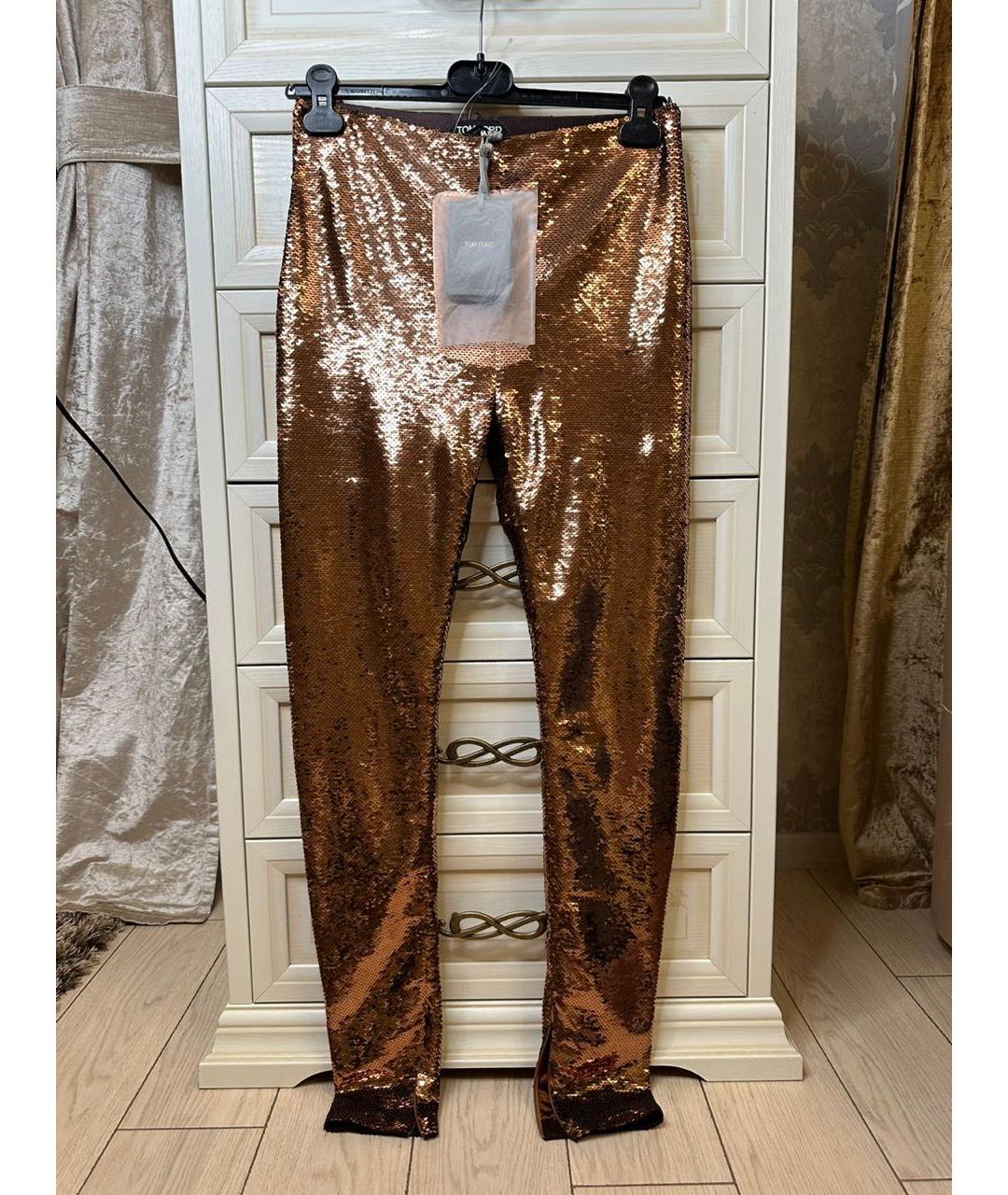 TOM FORD Золотые брюки узкие, фото 5