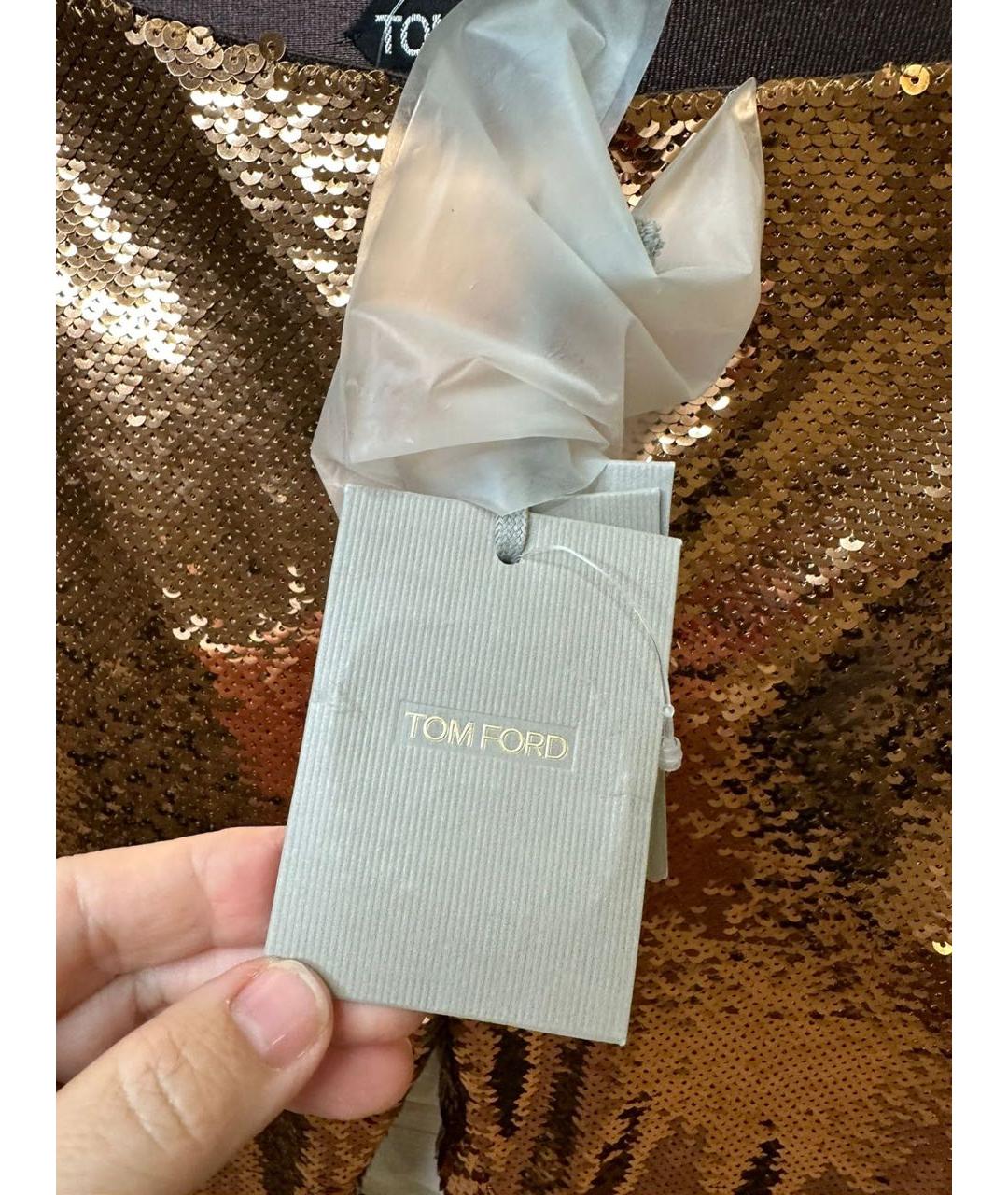 TOM FORD Золотые брюки узкие, фото 4