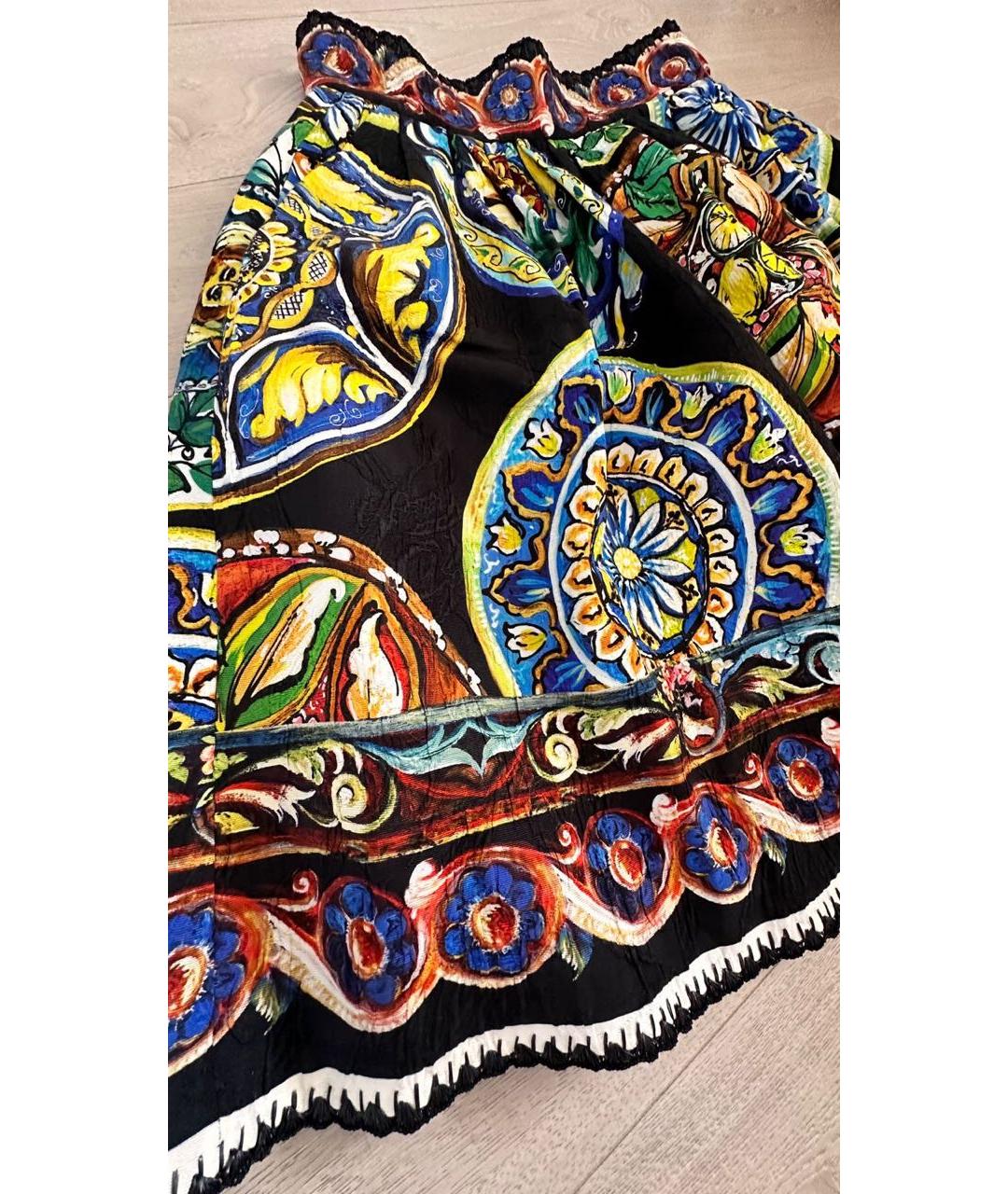 DOLCE&GABBANA Мульти хлопковая юбка миди, фото 3