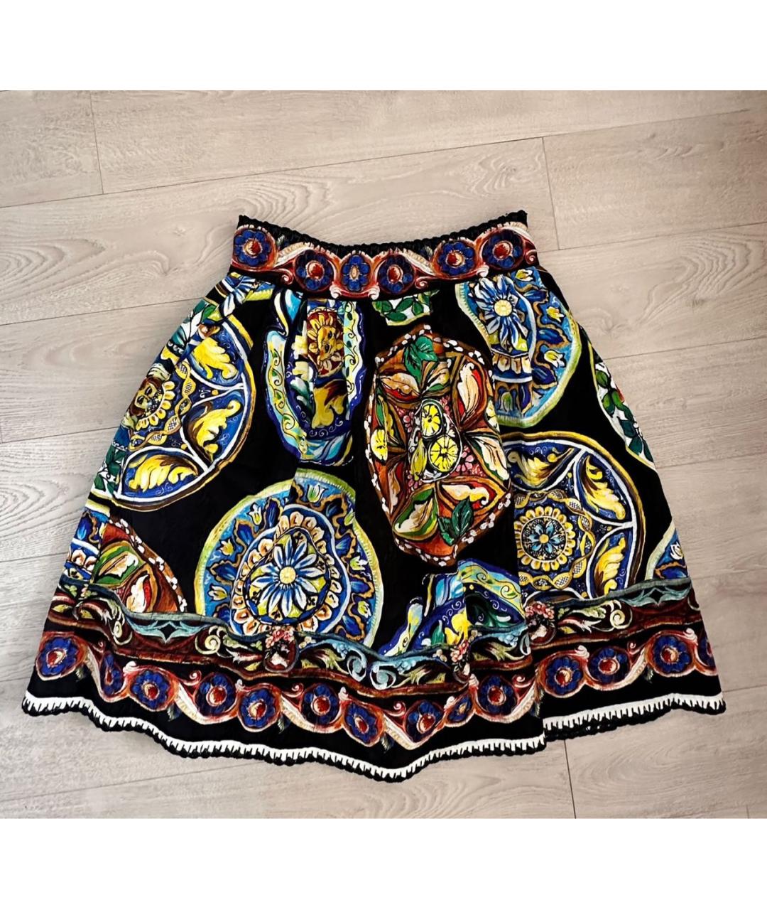 DOLCE&GABBANA Мульти хлопковая юбка миди, фото 7
