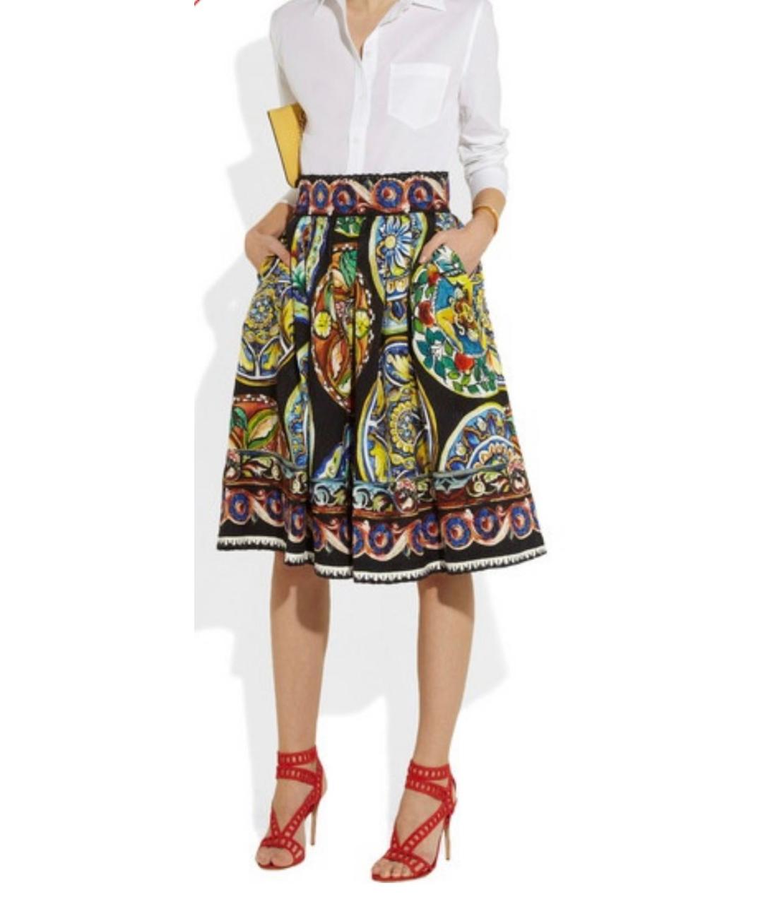 DOLCE&GABBANA Мульти хлопковая юбка миди, фото 6