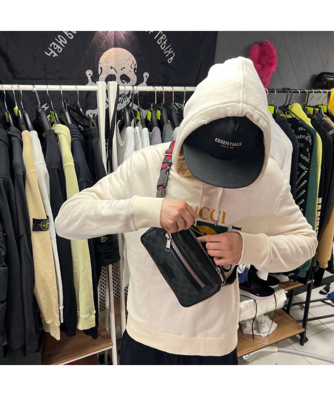 GUCCI Черная кожаная поясная сумка, фото 4