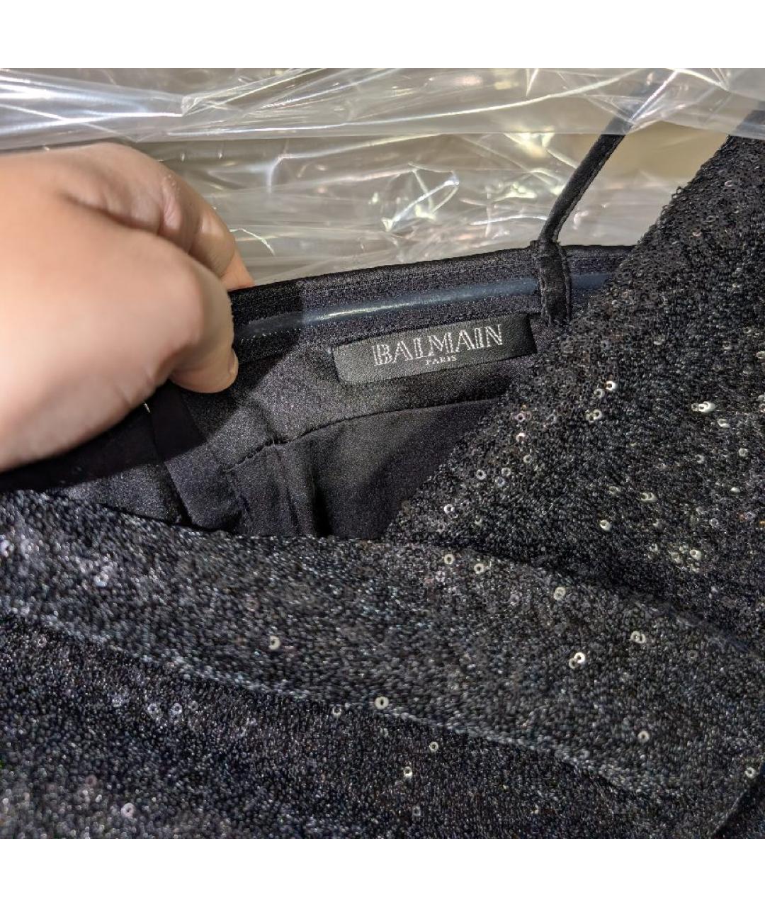 BALMAIN Черное полиэстеровое вечернее платье, фото 9