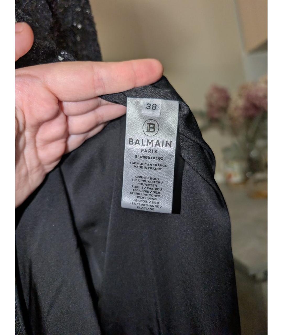 BALMAIN Черное полиэстеровое вечернее платье, фото 6