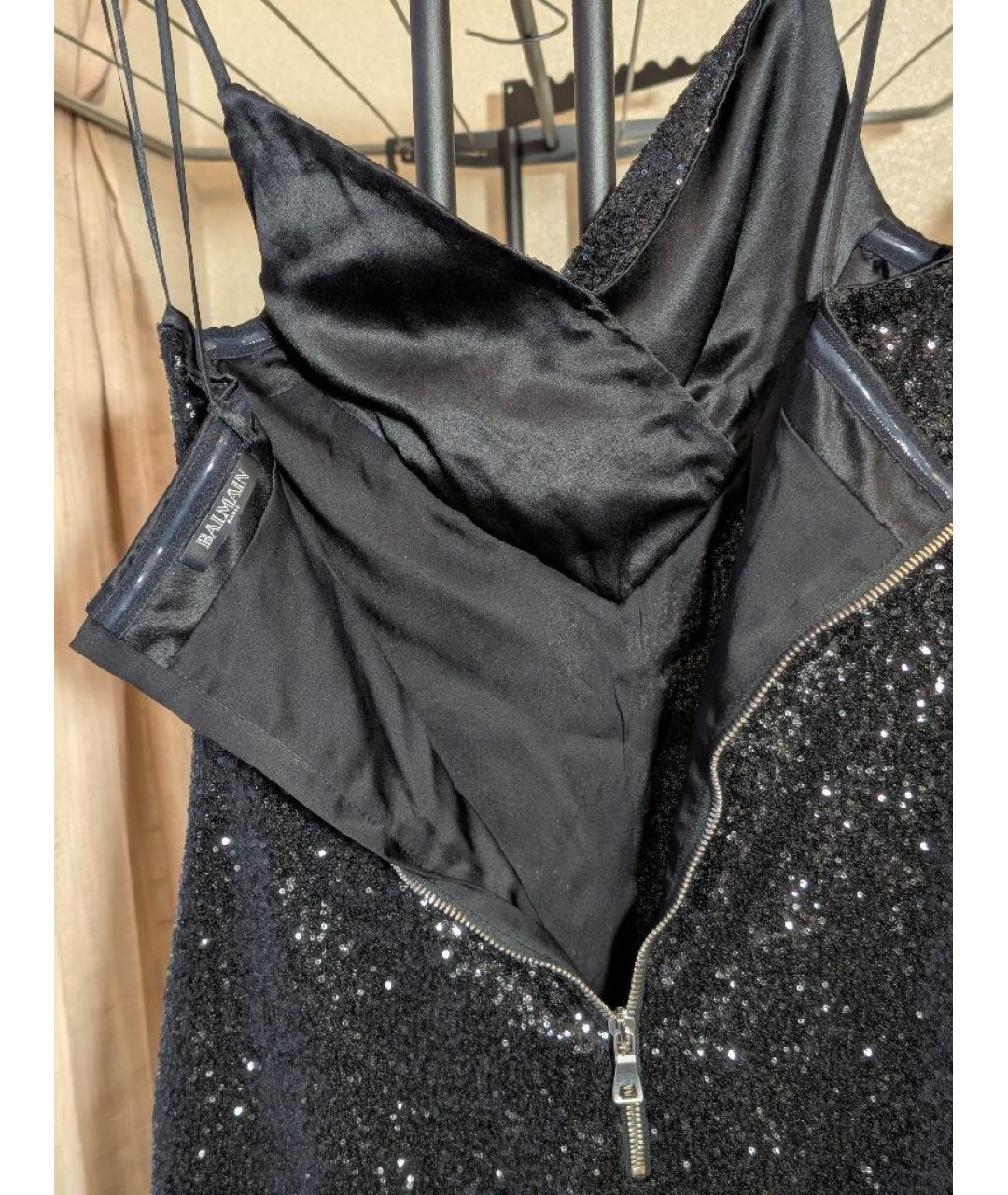 BALMAIN Черное полиэстеровое вечернее платье, фото 3