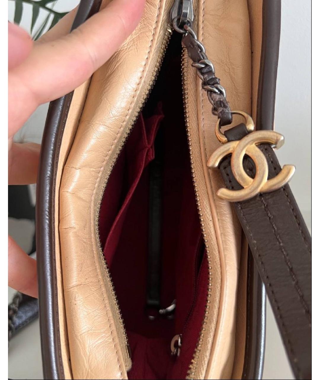 CHANEL Бежевая кожаная сумка через плечо, фото 4