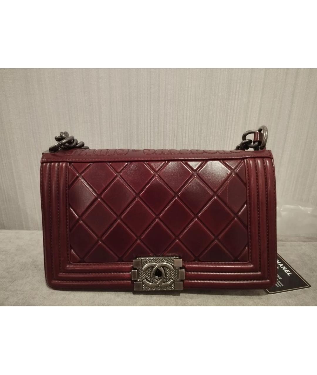 CHANEL Бордовая кожаная сумка через плечо, фото 9