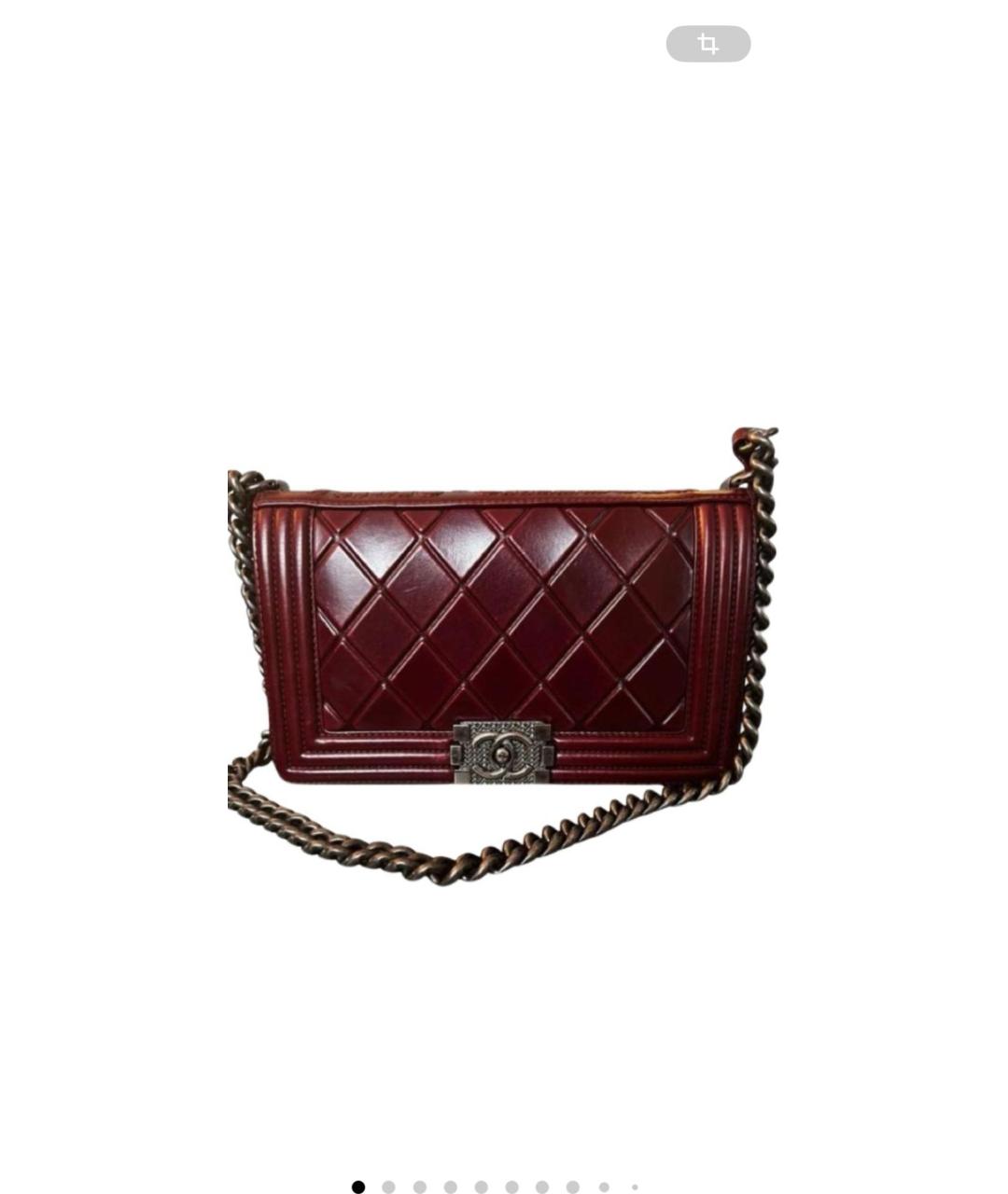 CHANEL Бордовая кожаная сумка через плечо, фото 8