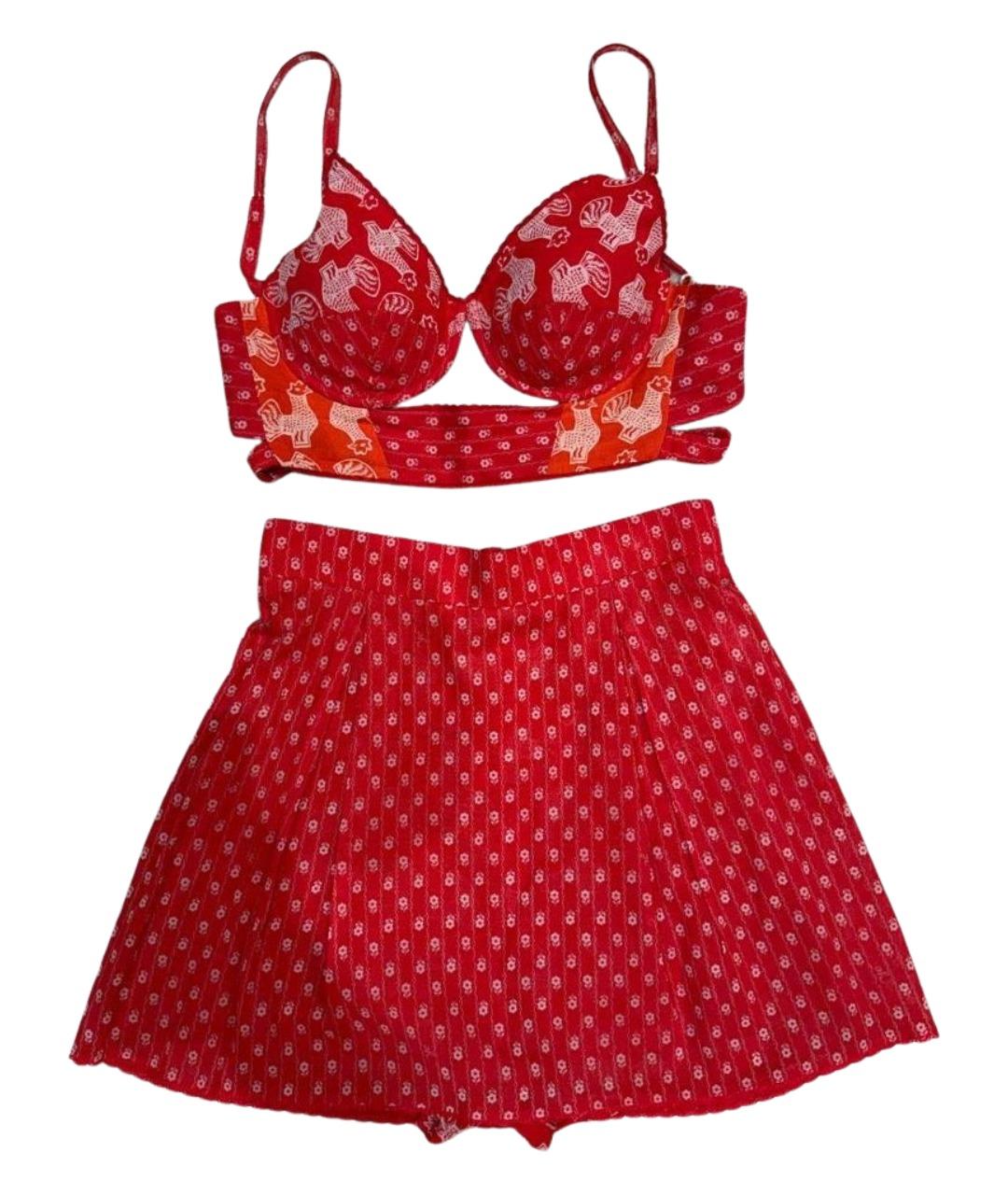 ULYANA SERGEENKO Красный хлопковый костюм с юбками, фото 1