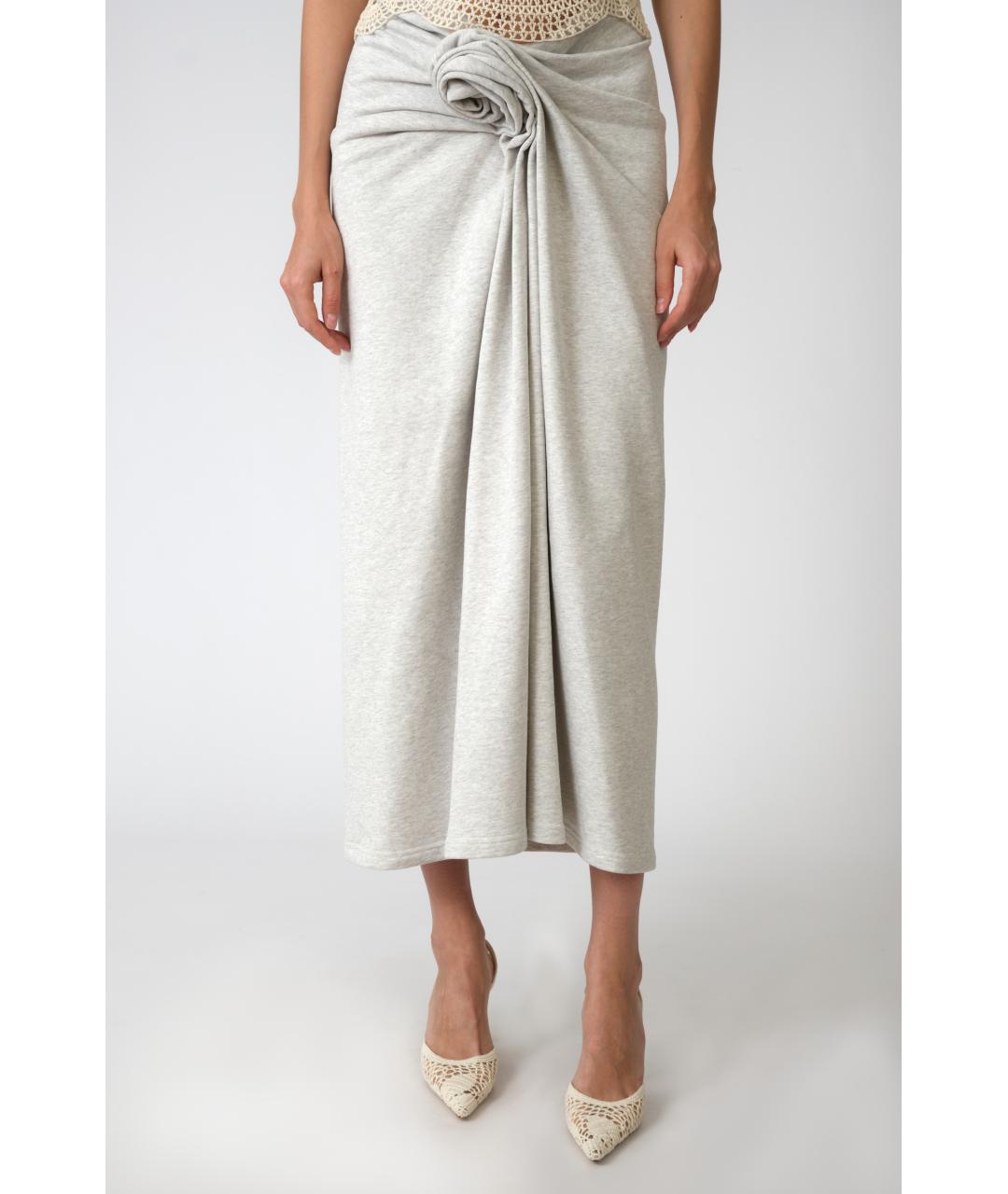 MAGDA BUTRYM Серая хлопковая юбка миди, фото 3