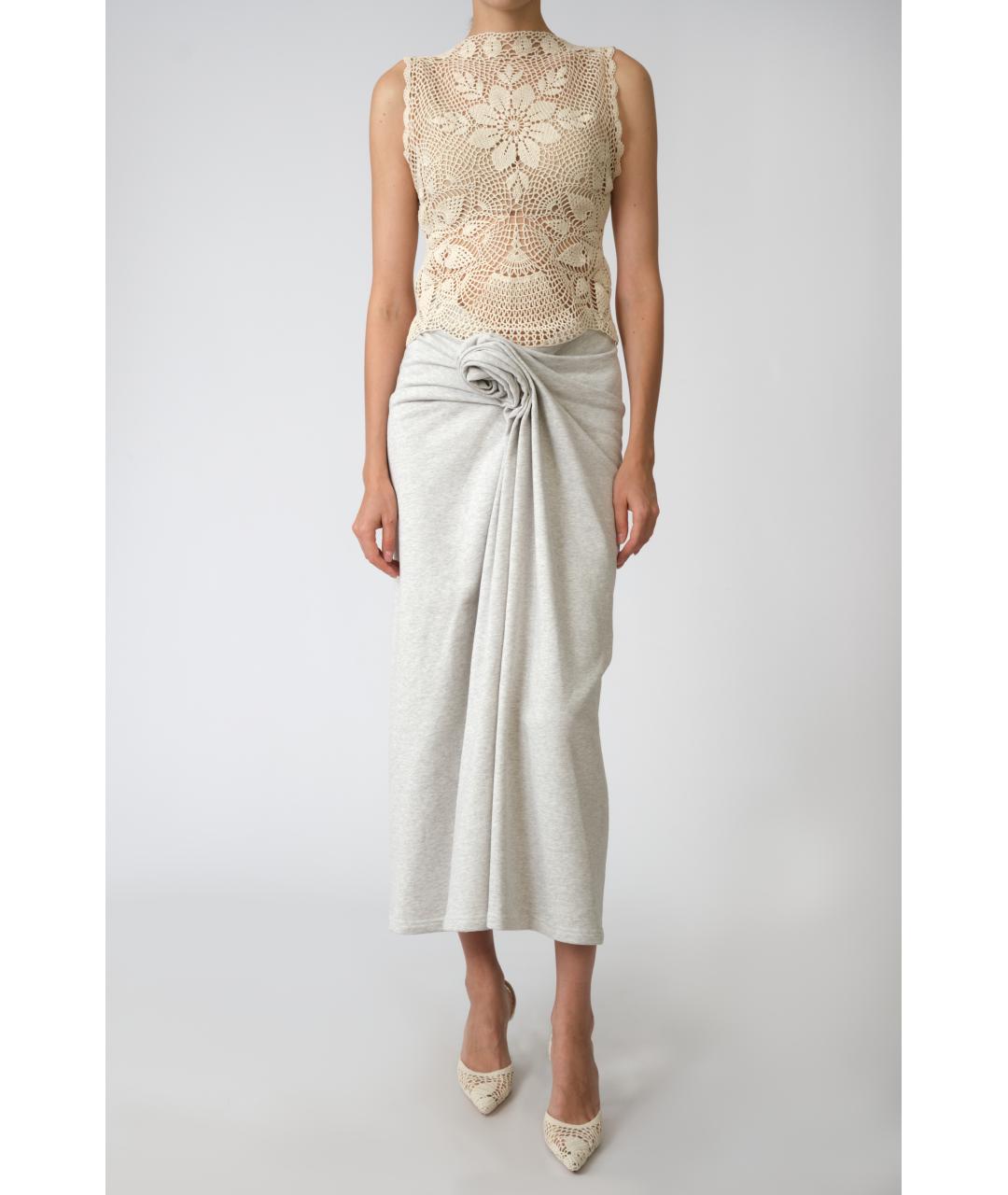 MAGDA BUTRYM Серая хлопковая юбка миди, фото 6