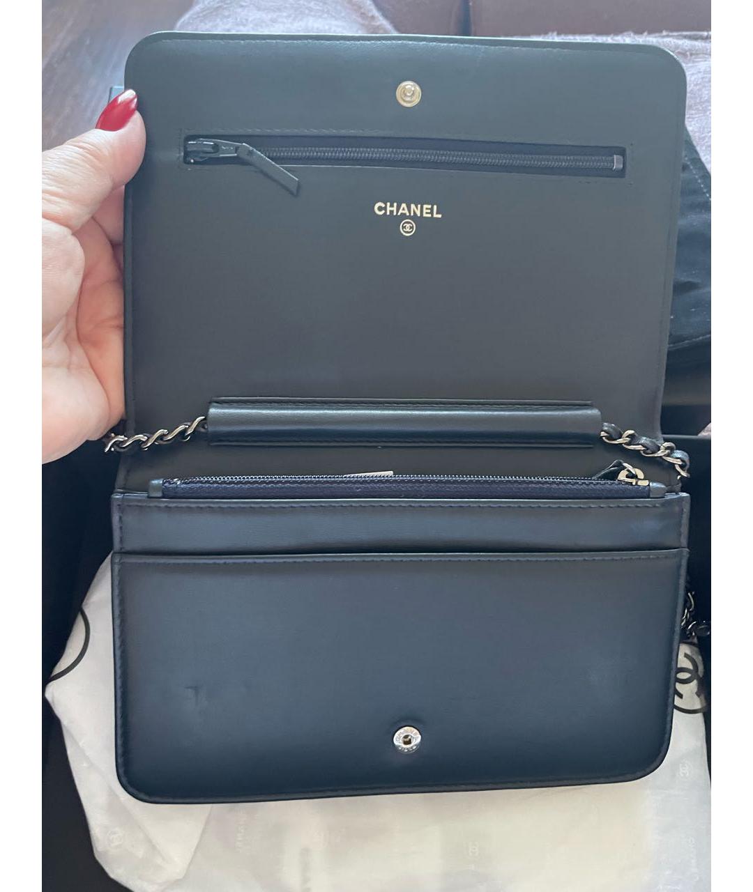 CHANEL Темно-синяя сумка через плечо из лакированной кожи, фото 4