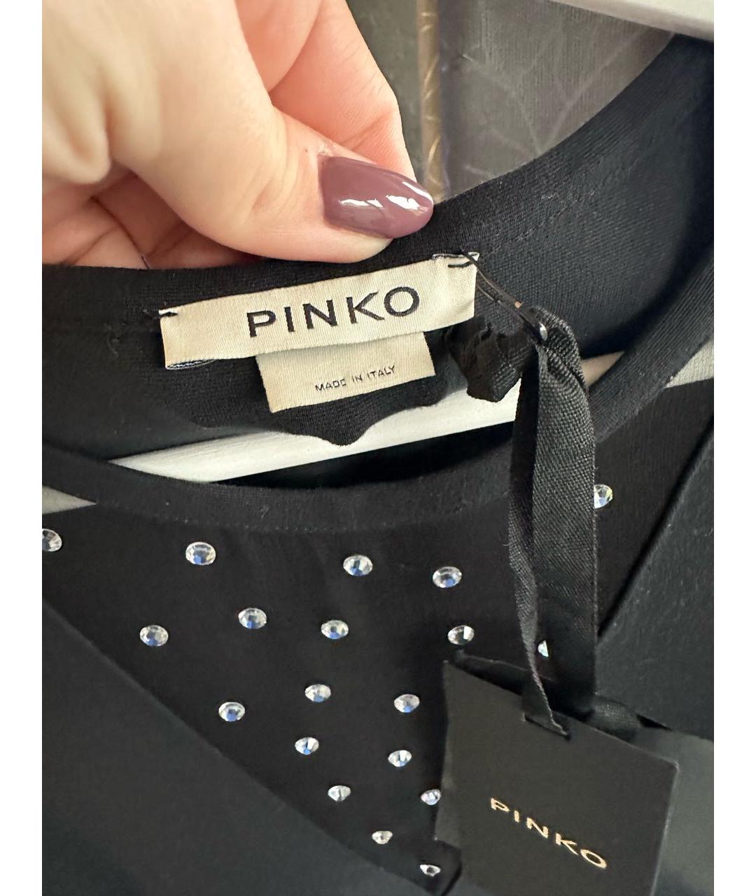 PINKO Черная вискозная футболка, фото 3