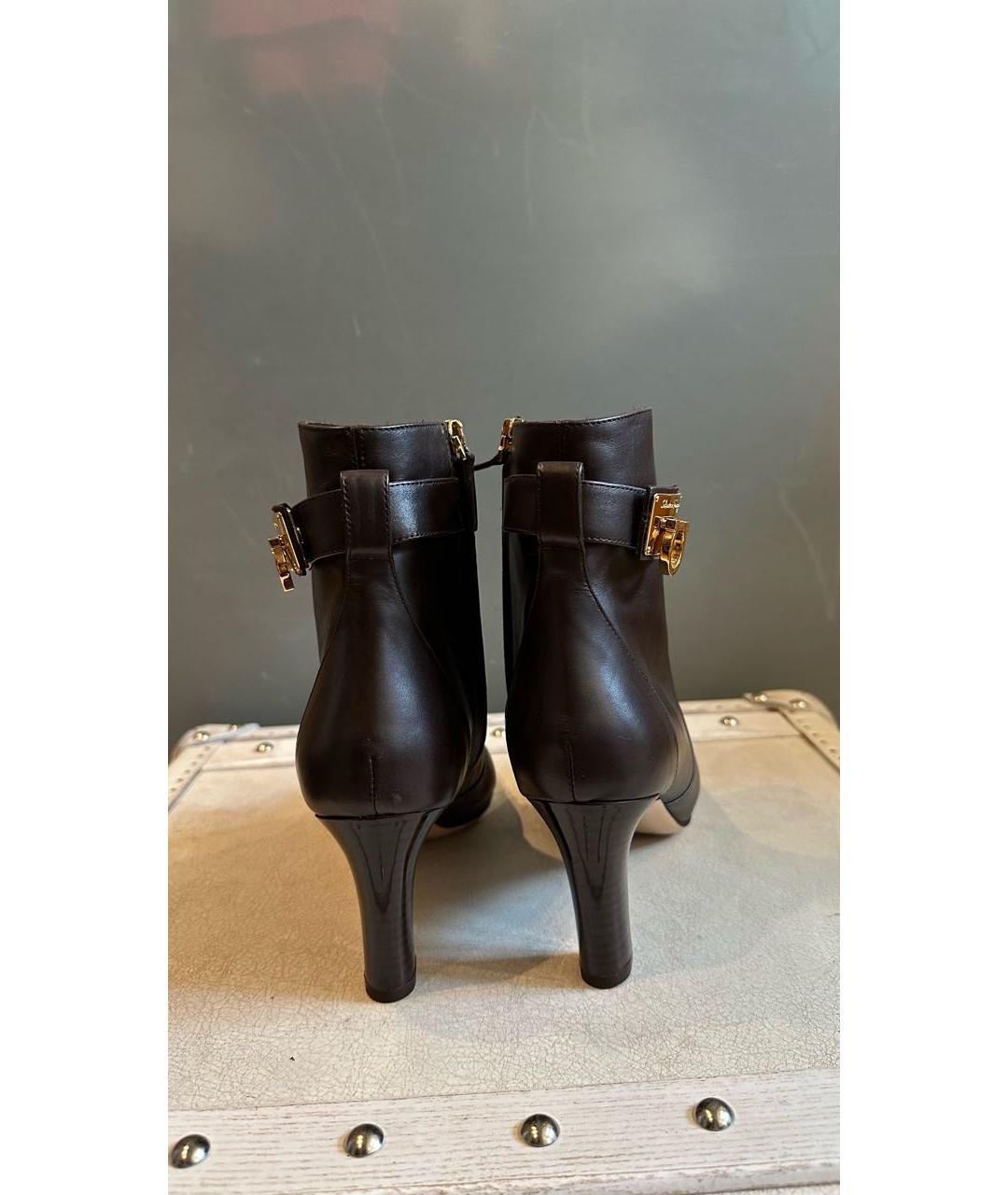 FERRAGAMO Коричневые кожаные ботильоны, фото 3