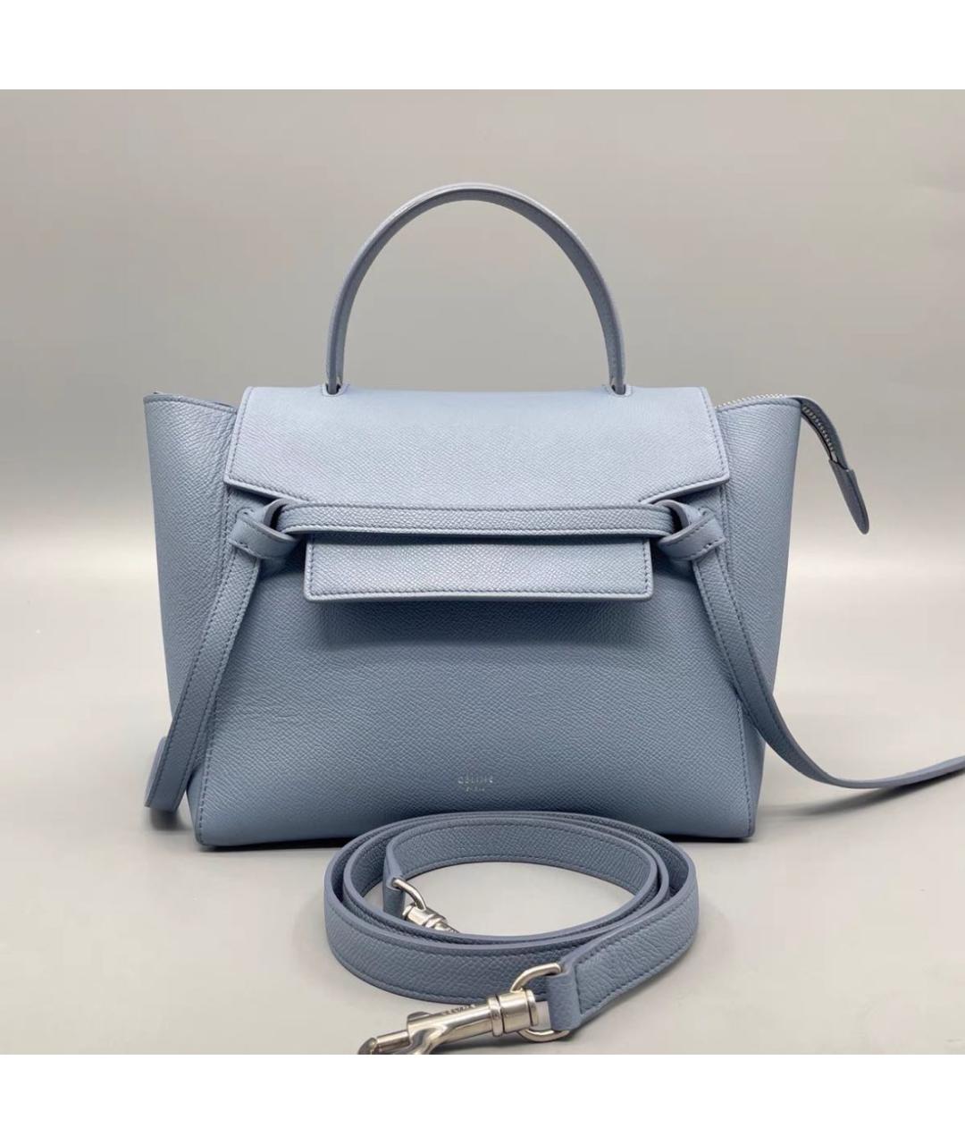 CELINE Голубая кожаная сумка через плечо, фото 2