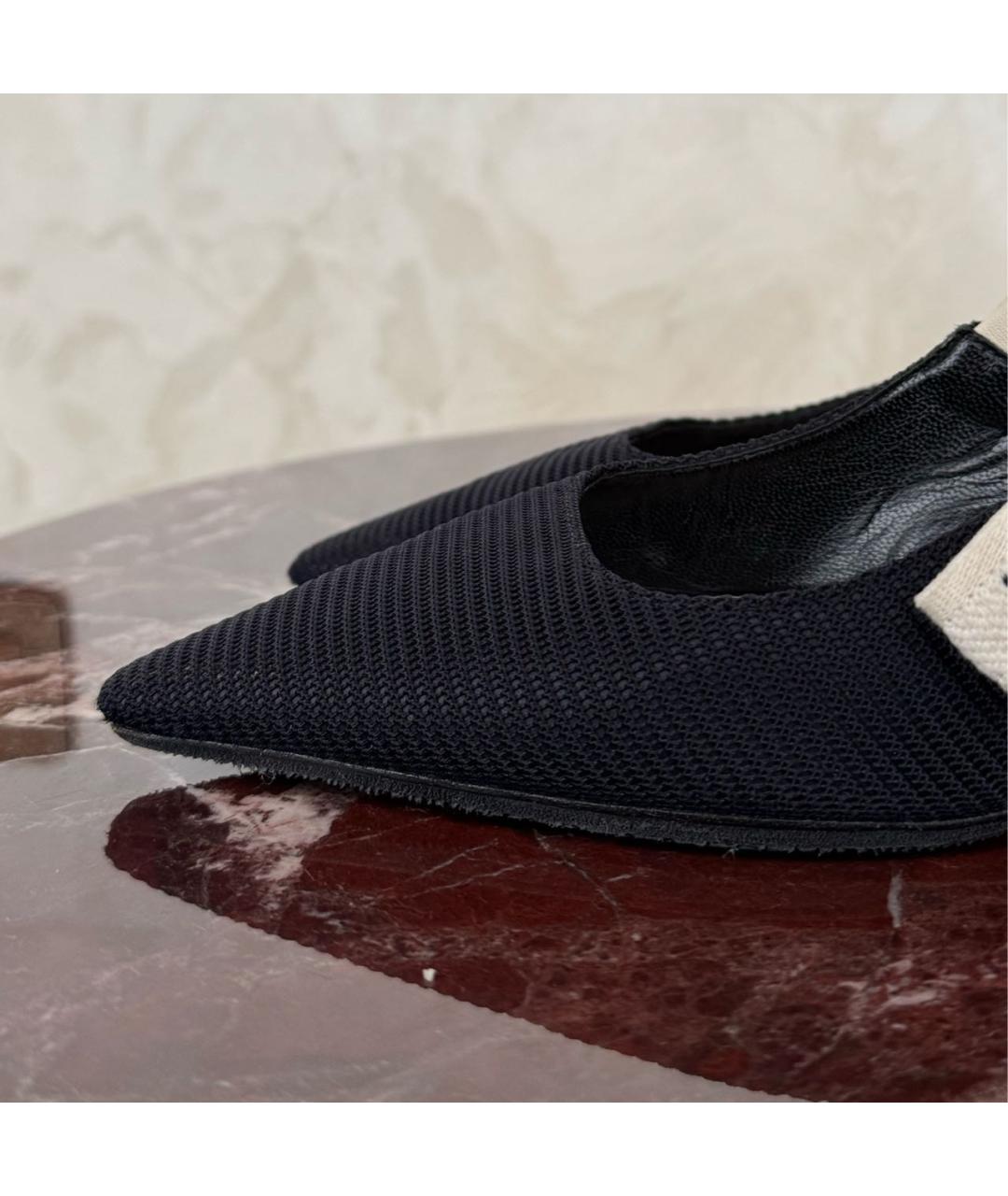 CHRISTIAN DIOR Черные текстильные лодочки на низком каблуке, фото 7