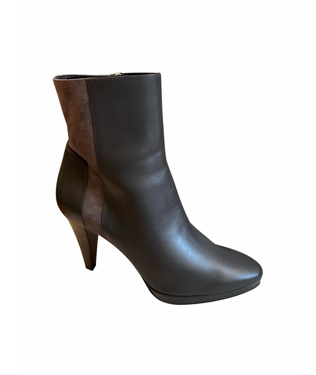 BALLY Антрацитовые кожаные ботильоны, фото 1