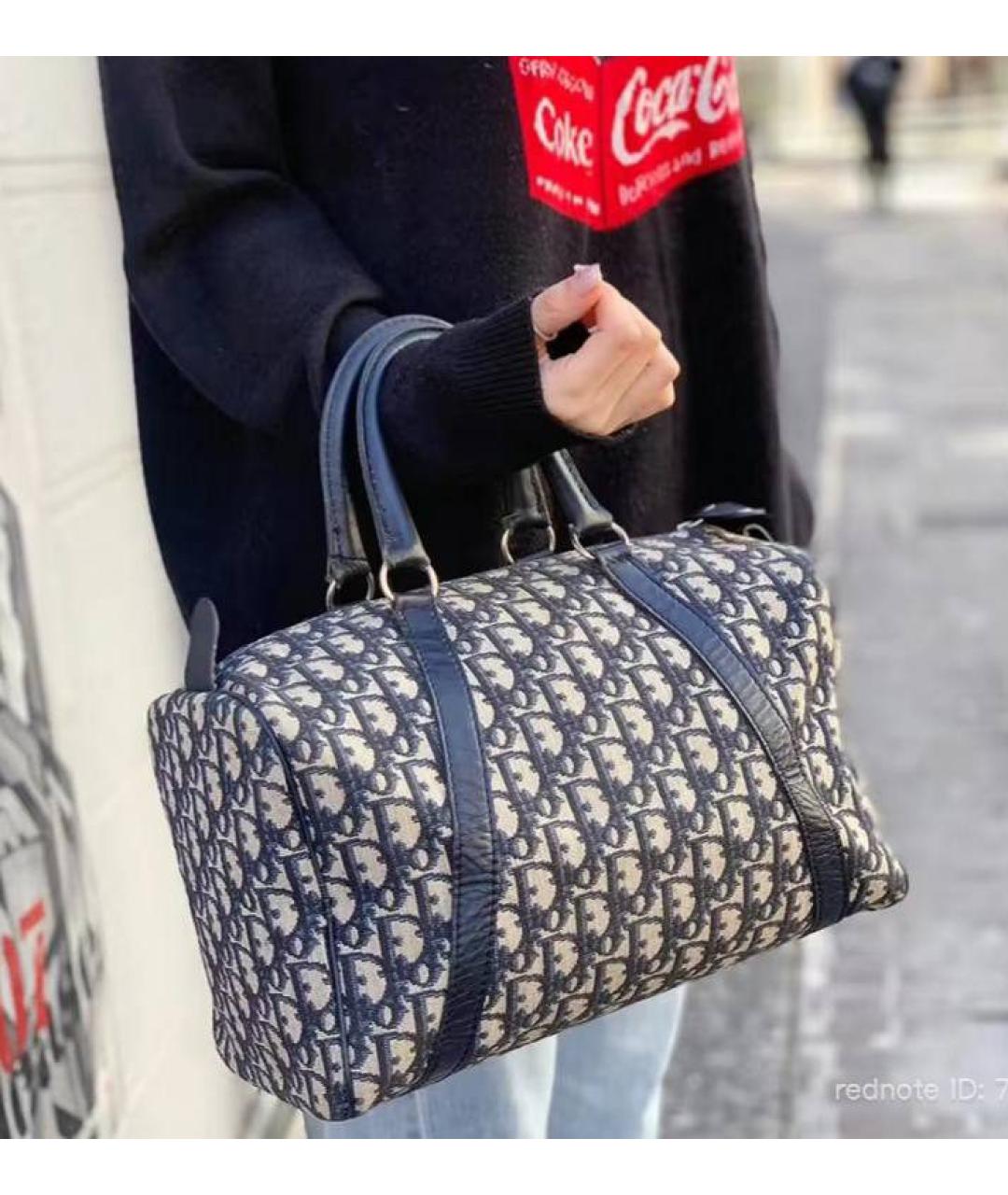 CHRISTIAN DIOR Синяя жаккардовая сумка с короткими ручками, фото 2