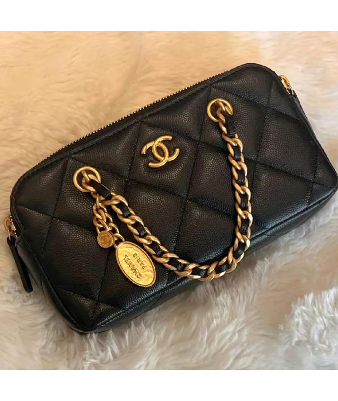 CHANEL Черная кожаная сумка через плечо, фото 8