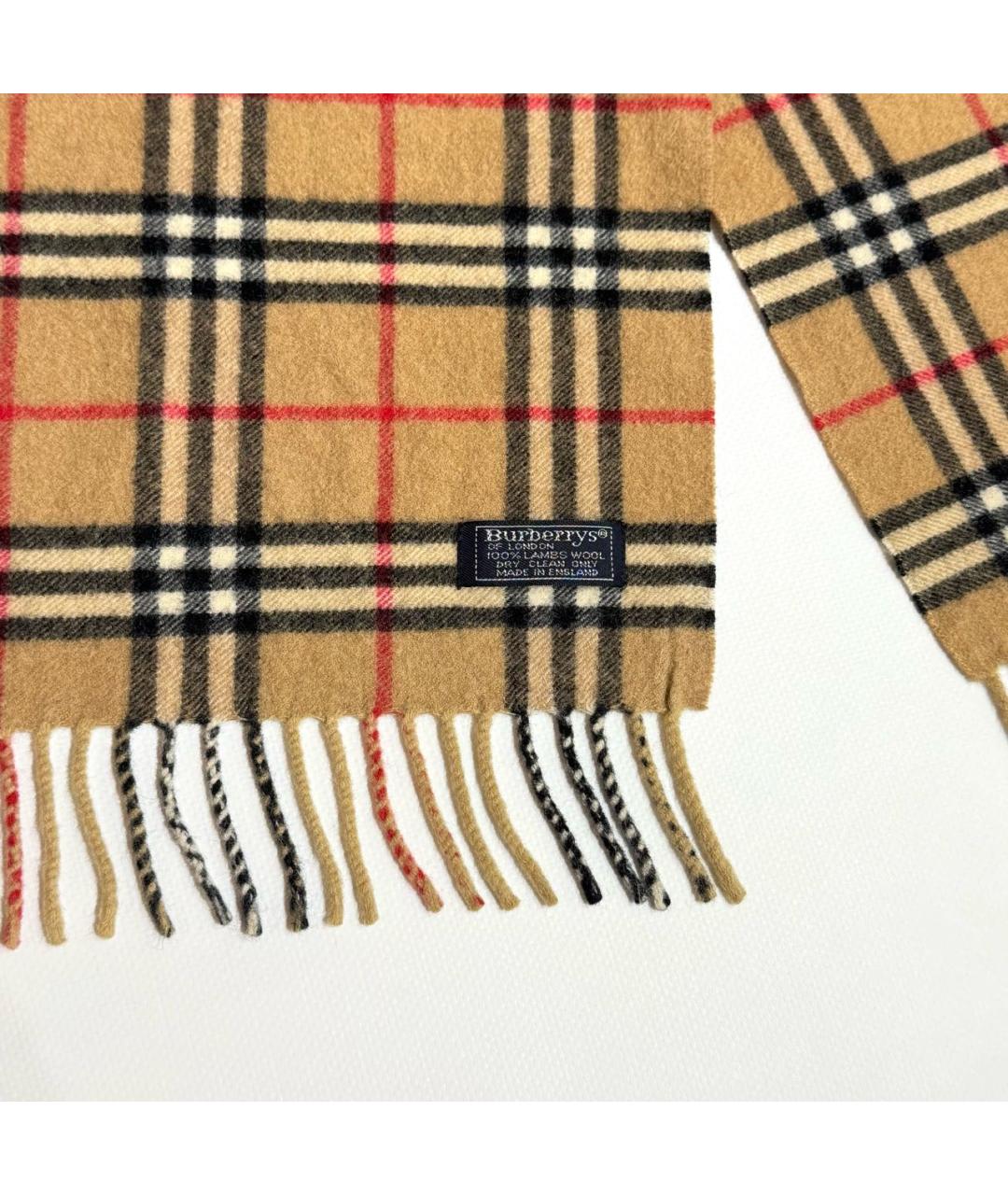BURBERRY Бежевый шерстяной шарф, фото 2