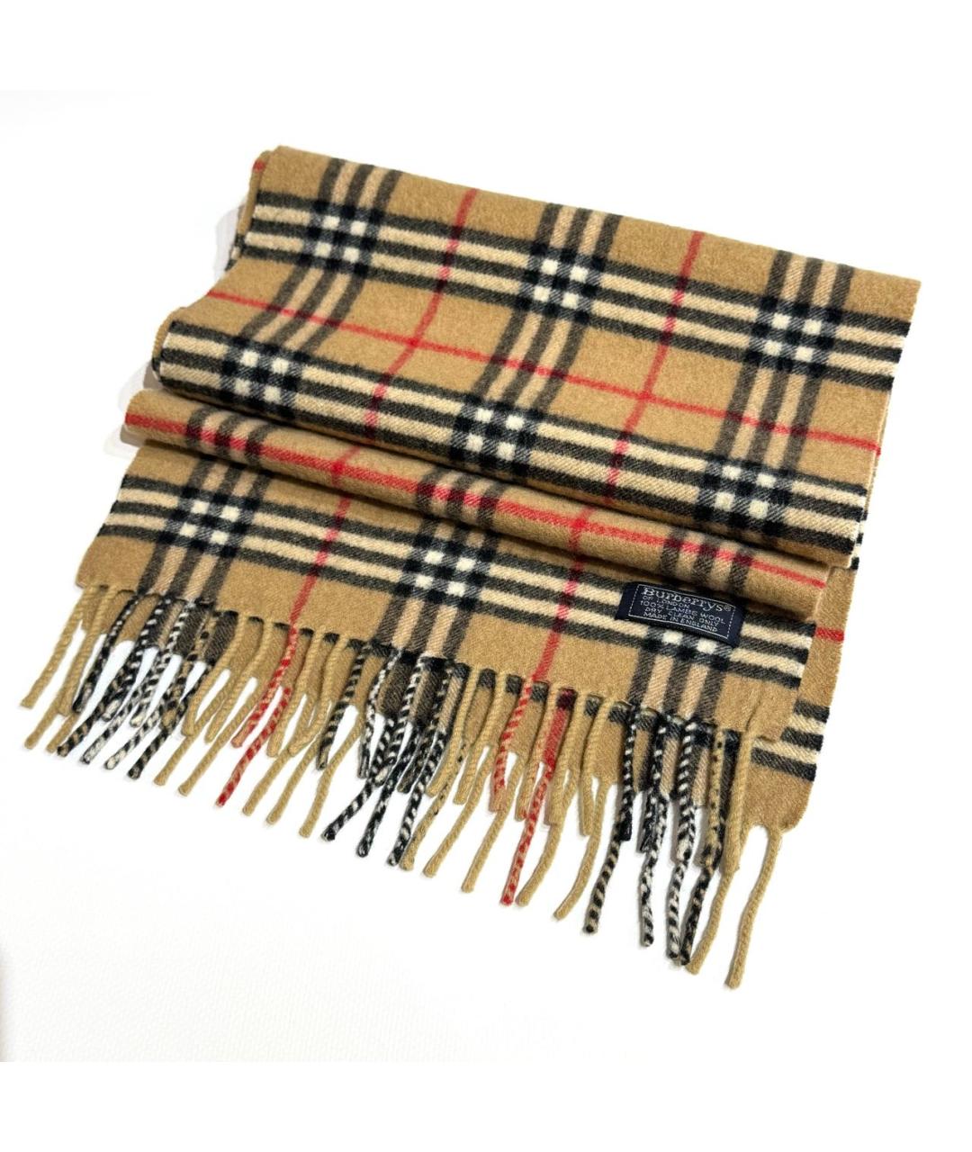 BURBERRY Бежевый шерстяной шарф, фото 5