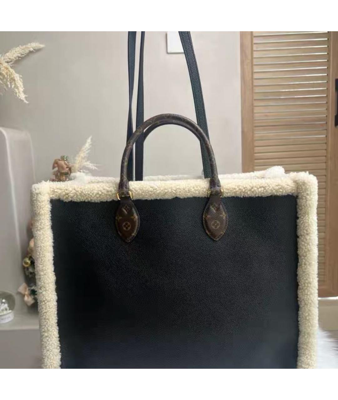 LOUIS VUITTON Черная кожаная сумка с короткими ручками, фото 3