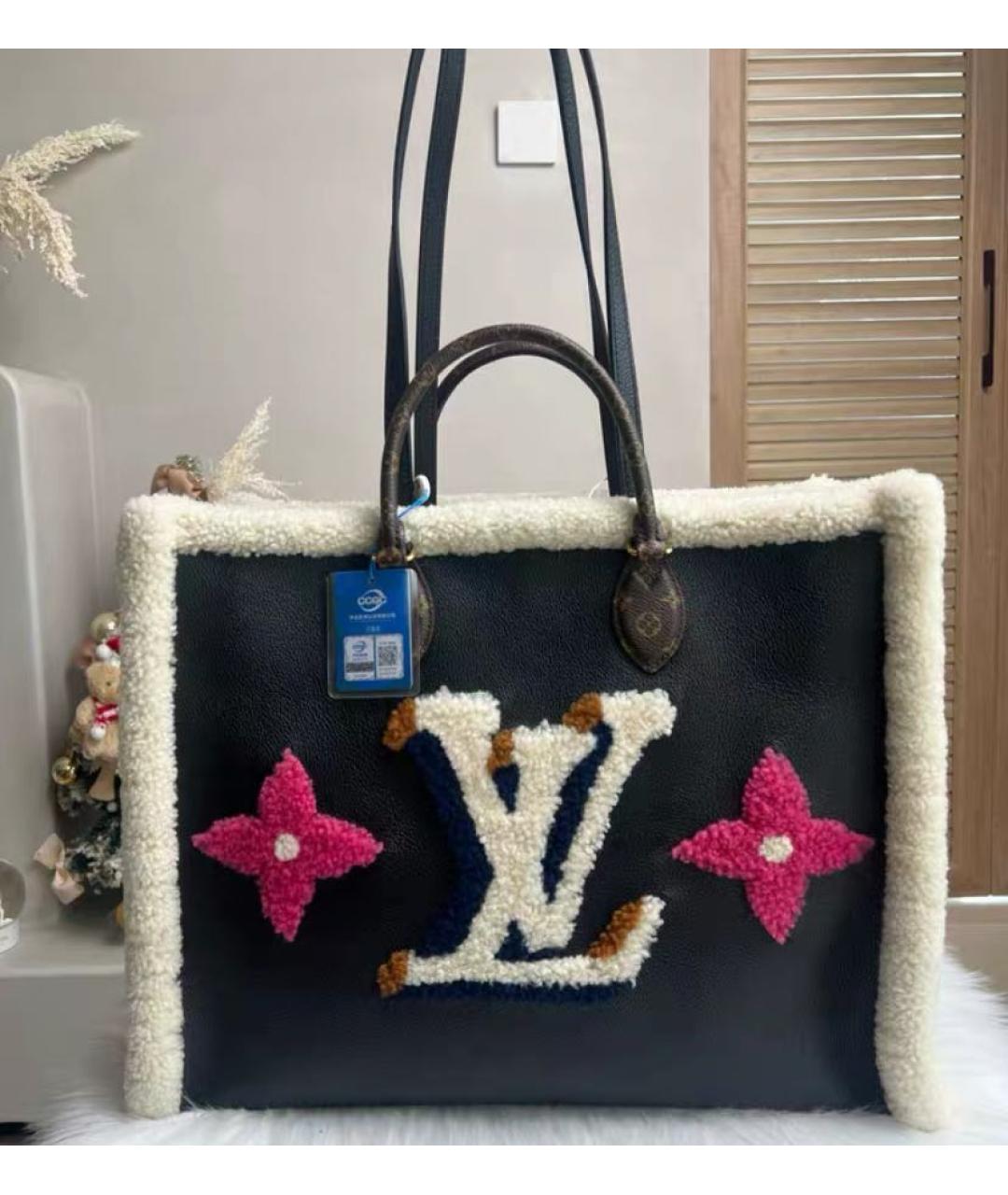 LOUIS VUITTON Черная кожаная сумка с короткими ручками, фото 2