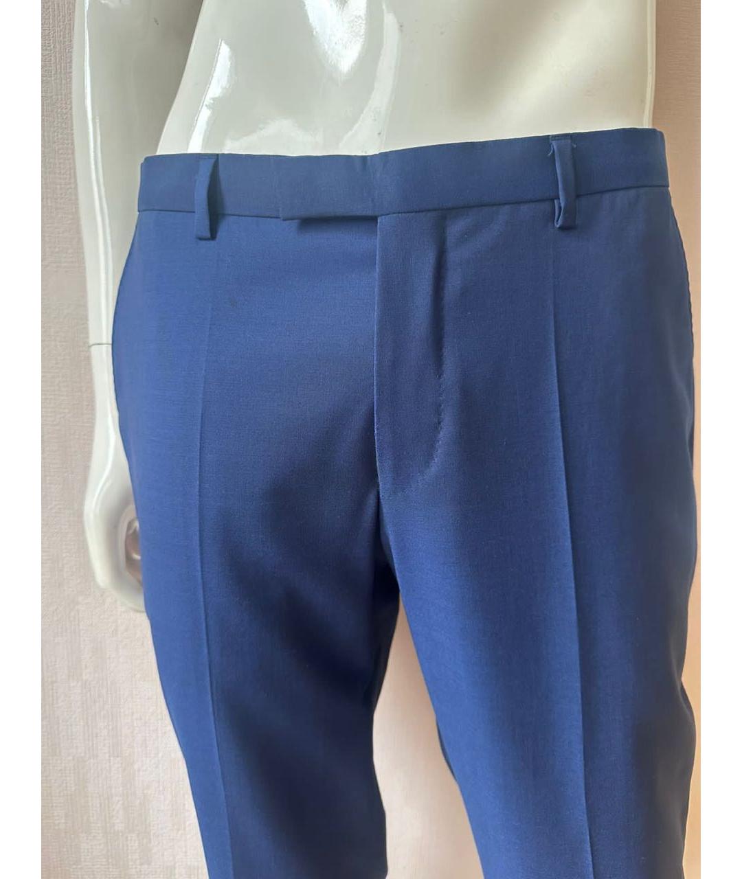 HUGO BOSS Синие шерстяные повседневные брюки, фото 5
