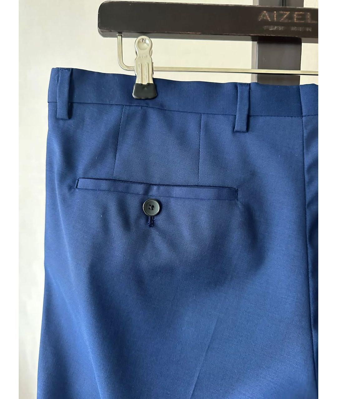 HUGO BOSS Синие шерстяные повседневные брюки, фото 3